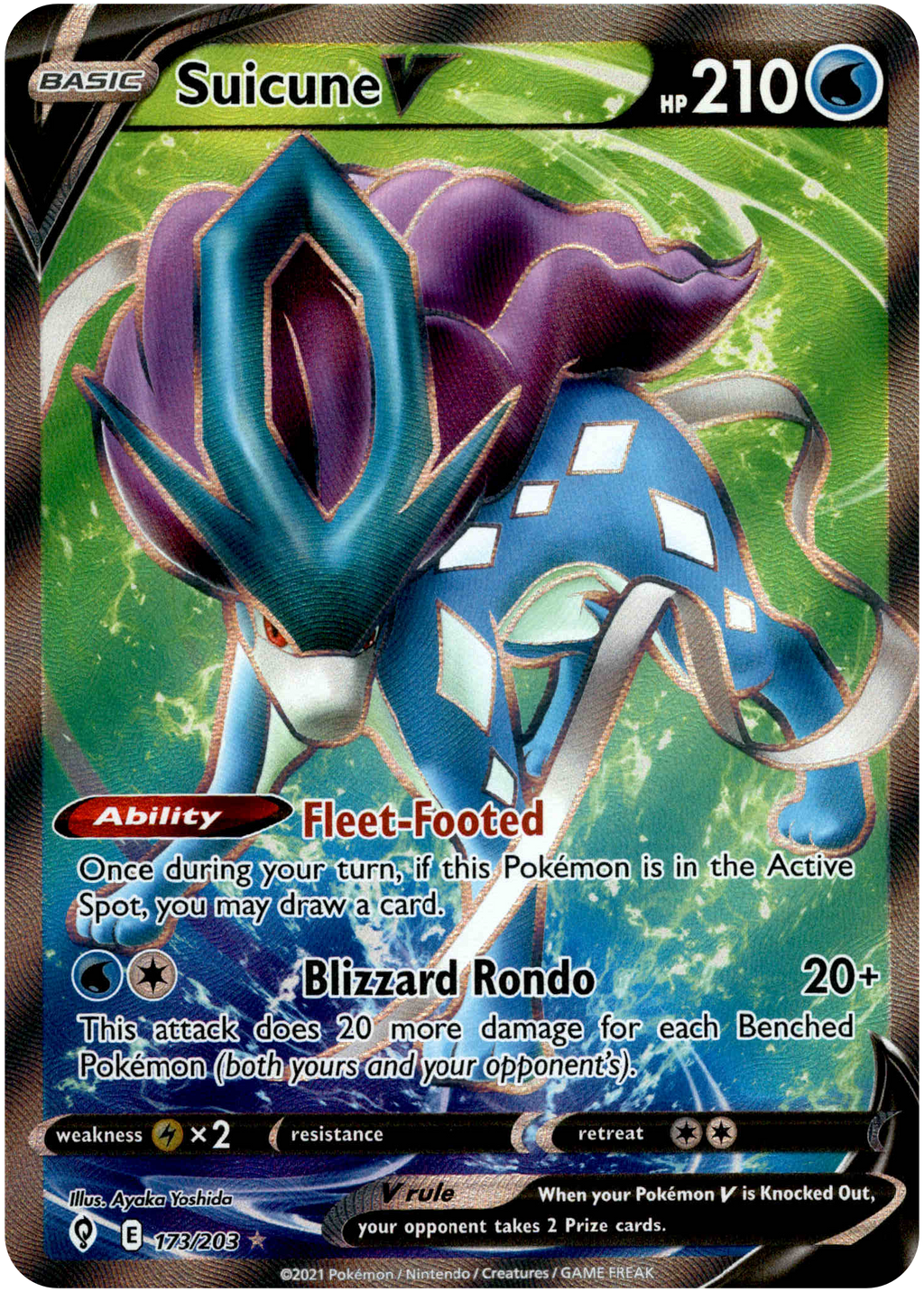 Suicune V Full Art - 173/203 - Evolving Skies