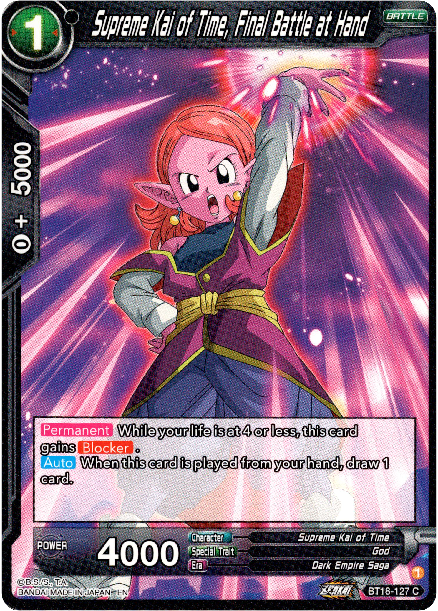 Supreme Kai of Time, Final Battle at Hand - BT18-127 - Dawn of the Z-Legends - Card Cavern
