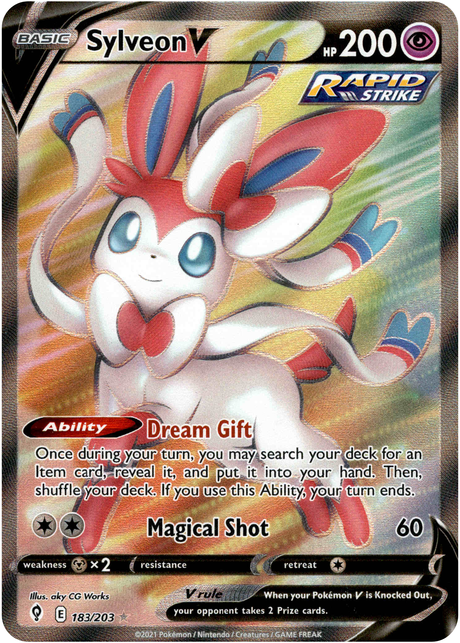 Sylveon V Full Art - 183/203 - Evolving Skies - Holo - Card Cavern