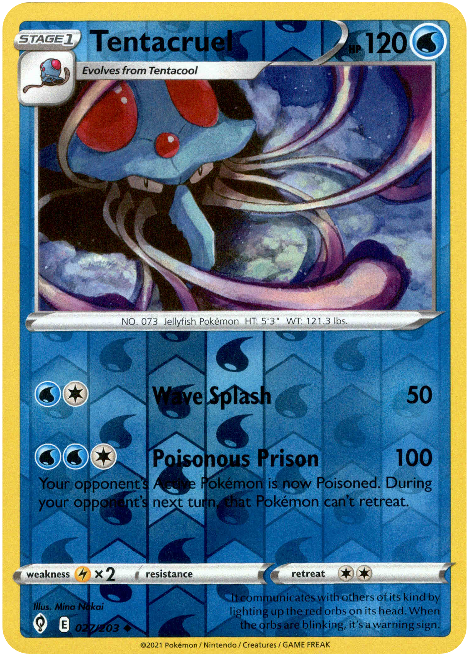 Tentacruel - 027/203 - Evolving Skies - Reverse Holo - Card Cavern