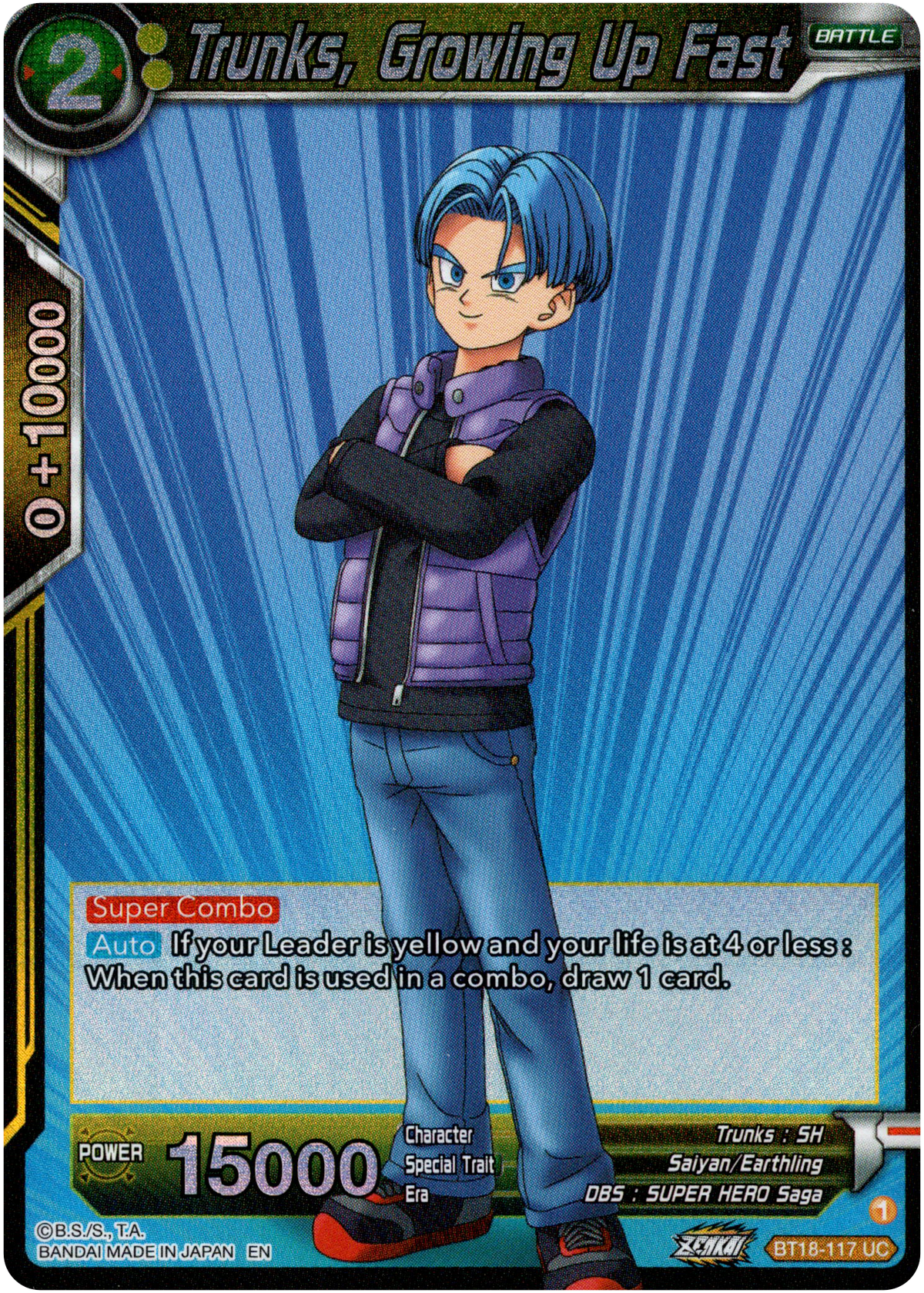 Trunks, Growing Up Fast - BT18-117 - Dawn of the Z-Legends - Parallel Foil - Card Cavern