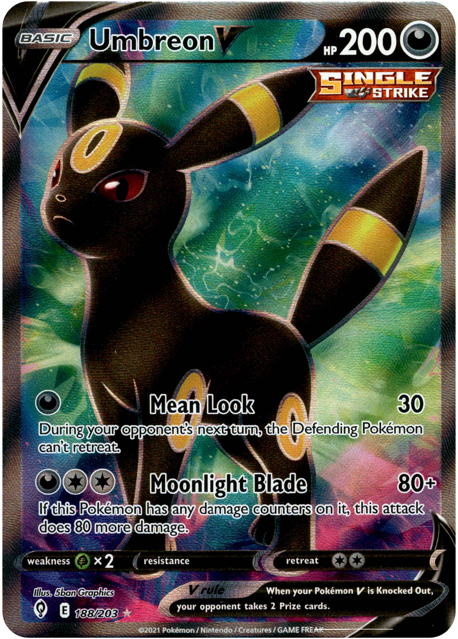 Umbreon V Full Art - 188/203 - Evolving Skies - Holo - Card Cavern
