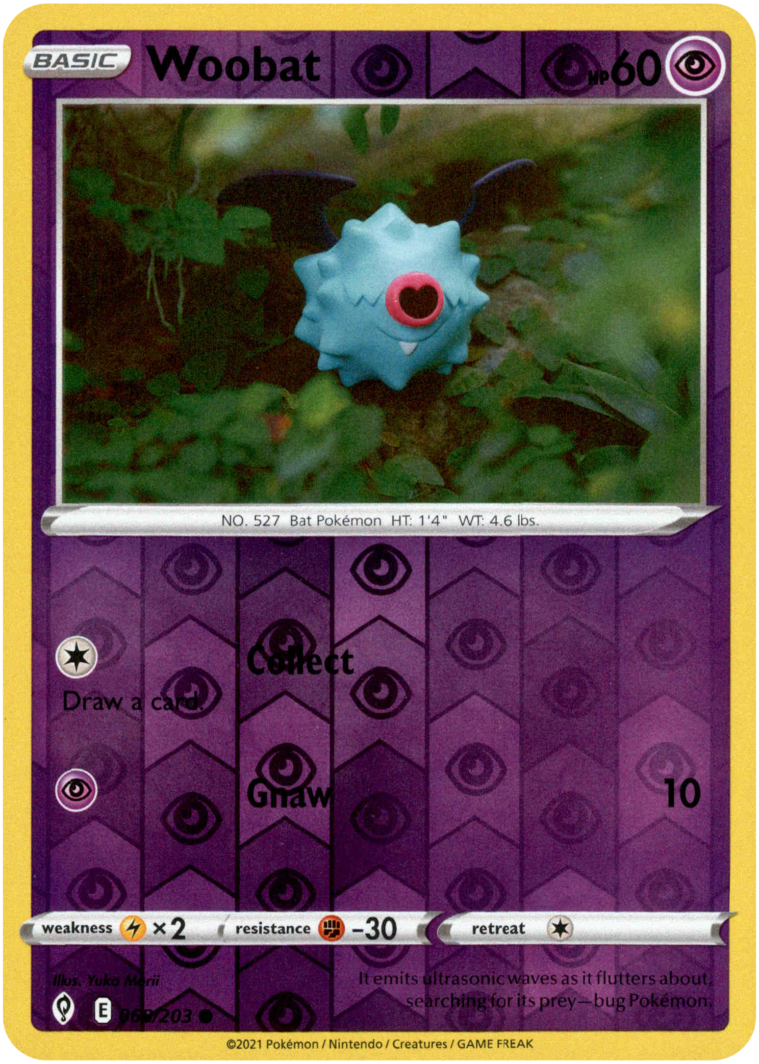 Woobat - 068/203 - Evolving Skies - Reverse Holo - Card Cavern