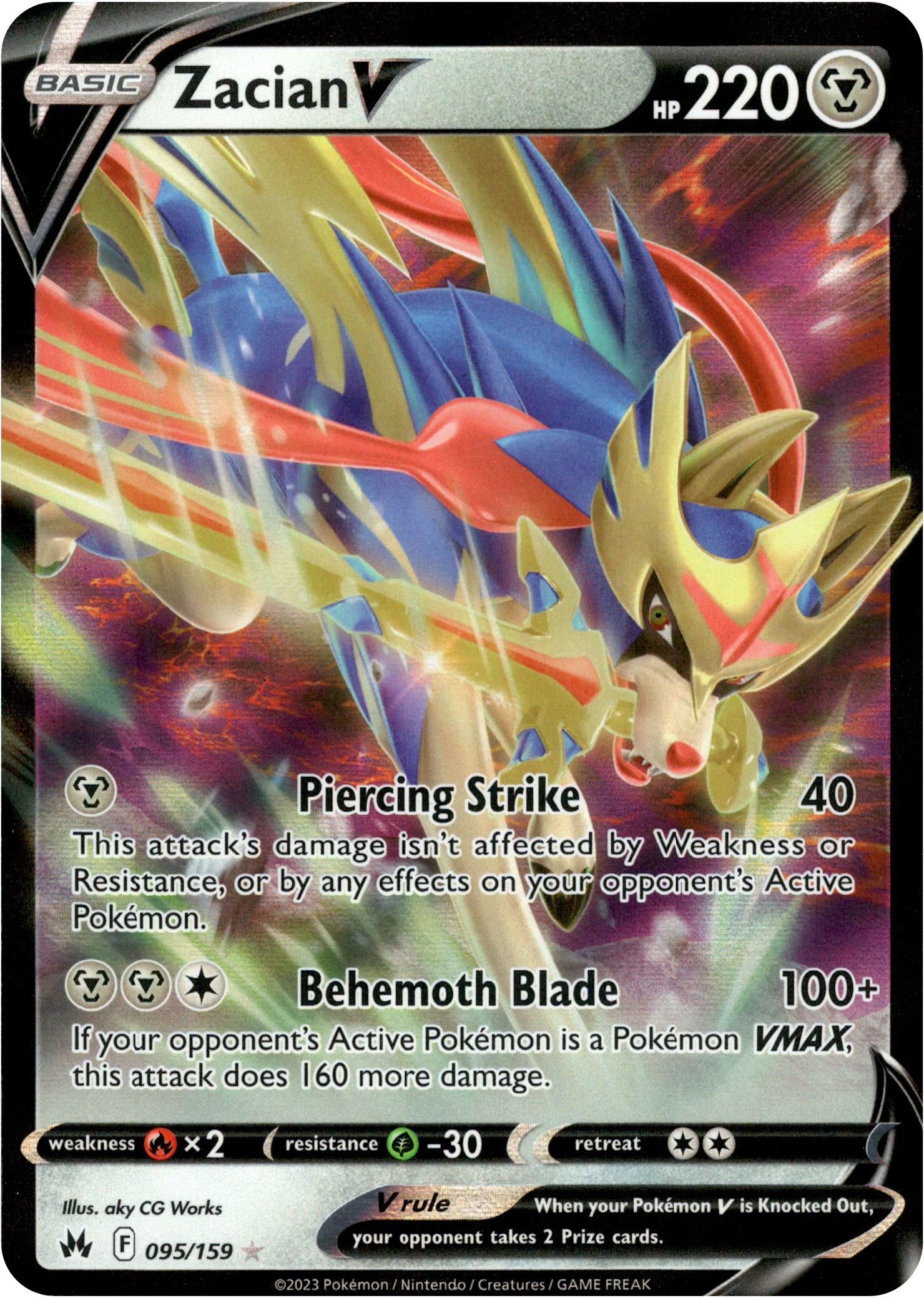 Zacian V - 095/159 - Crown Zenith - Holo - Card Cavern