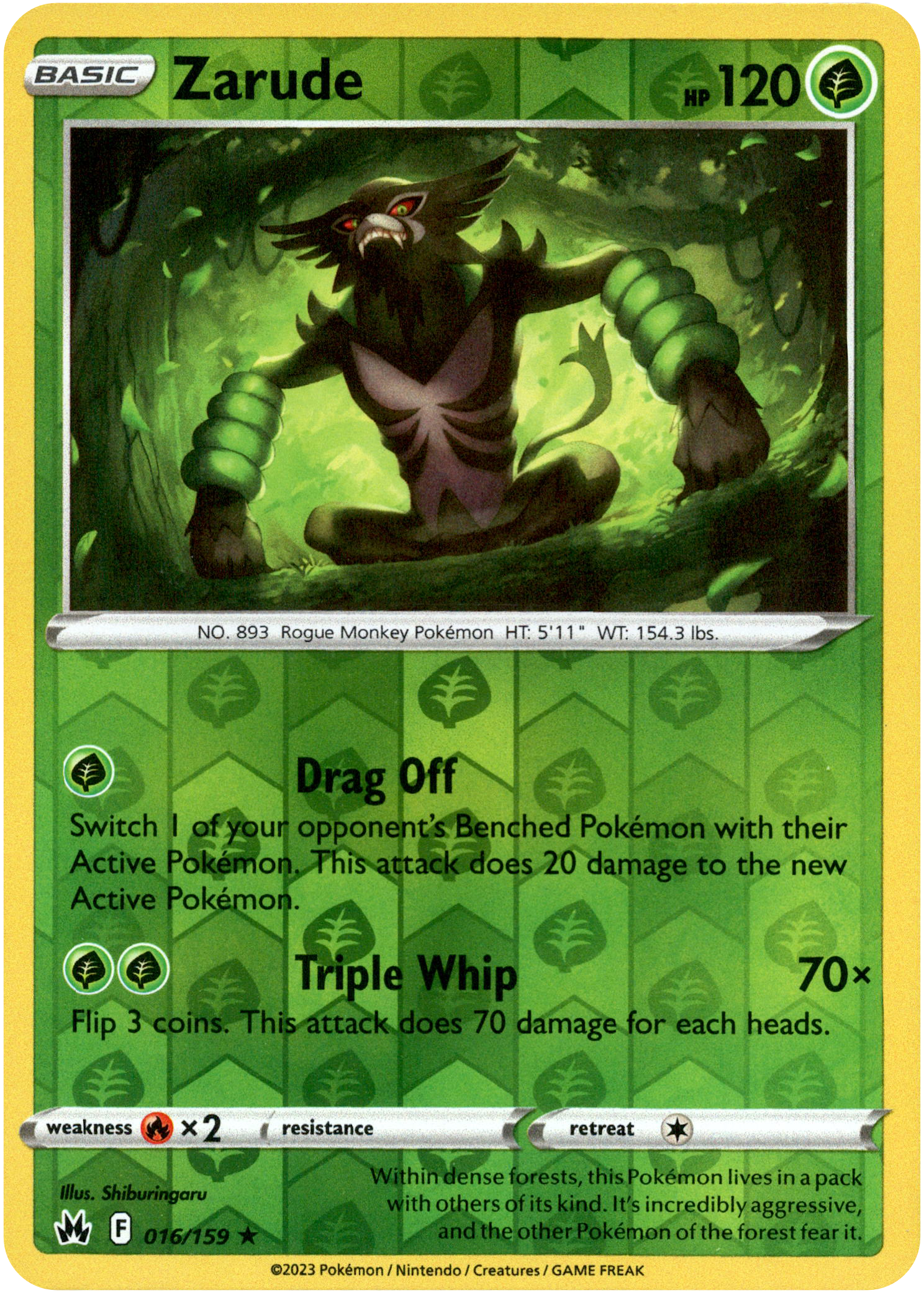 Zarude - 016/159 - Crown Zenith - Reverse Holo - Card Cavern