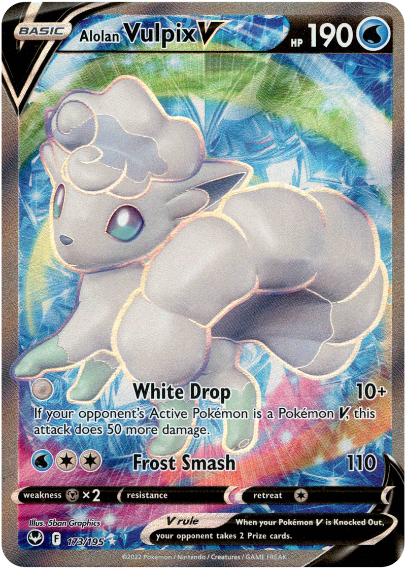 Alolan Vulpix V Full Art - 173/195 - Silver Tempest - Holo - Card Cavern
