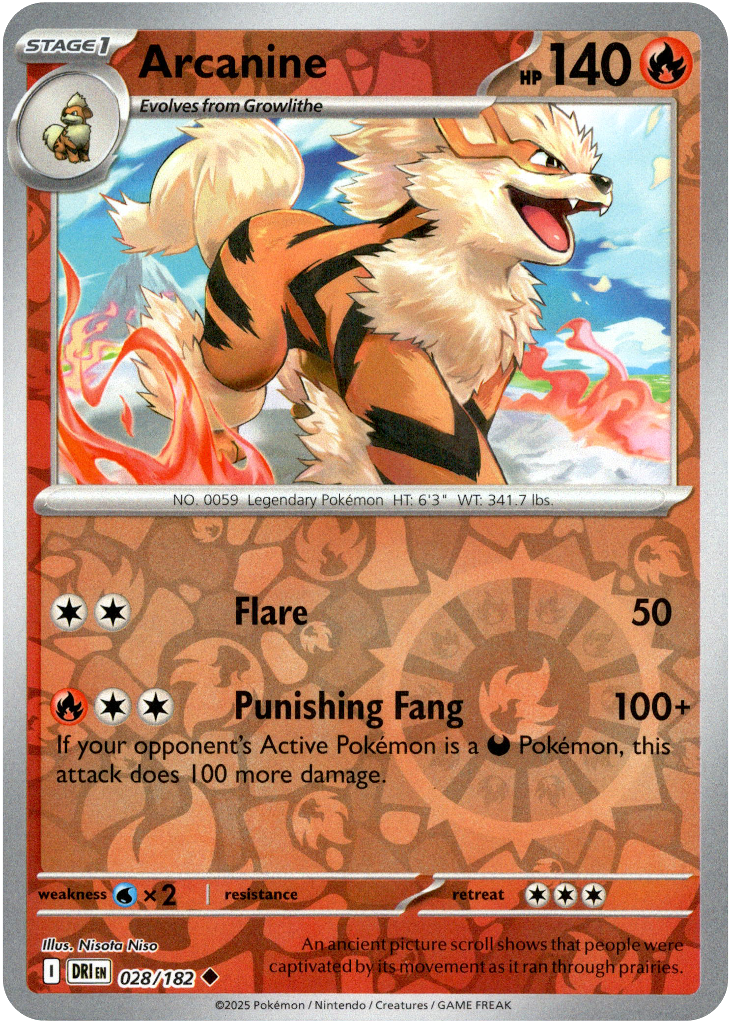 Arcanine - 028/182 - Destined Rivals - Reverse Holo - Card Cavern