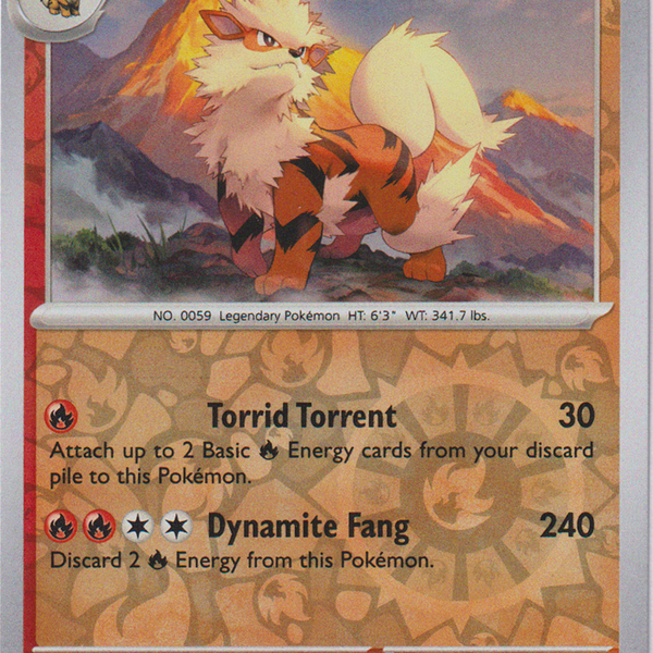 2023 Pokémon Arcanine 059/165 Scarlet & Violet 151 Stage 1 Uncommon HP150 Fire