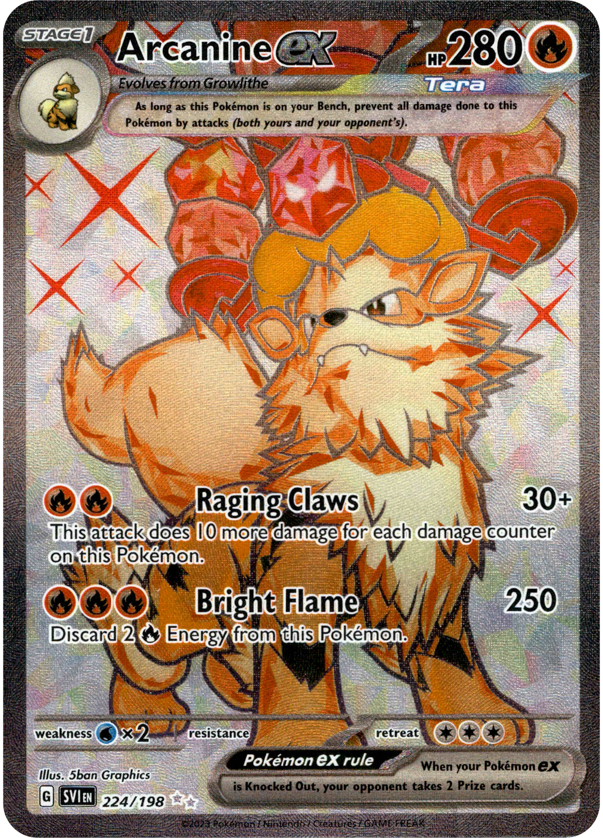 Arcanine ex - 224/198 - Scarlet & Violet - Holo - Card Cavern