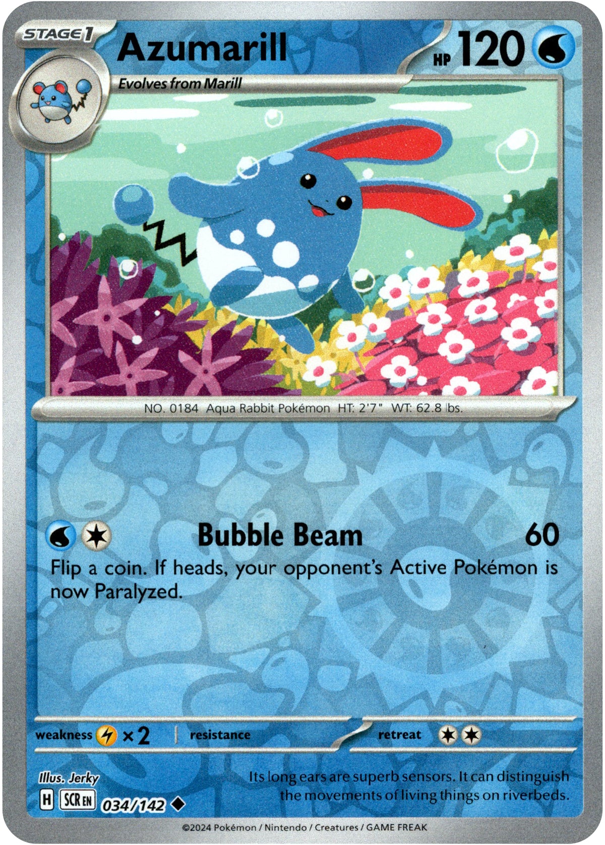 Azumarill - 034/142 - Stellar Crown - Reverse Holo - Card Cavern