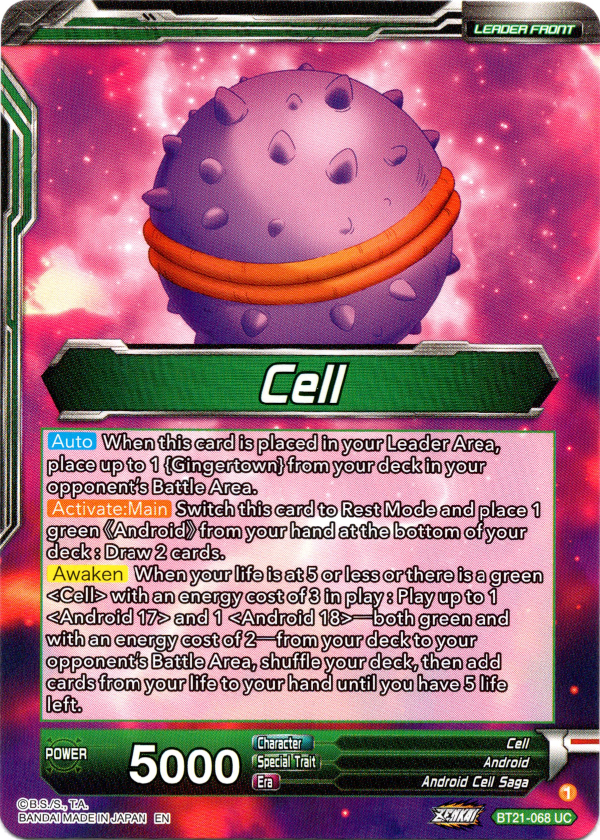 Cell // Cell, The Greatest Threat to Mankind - BT21-068 - Wild Resurgence - Foil - Card Cavern