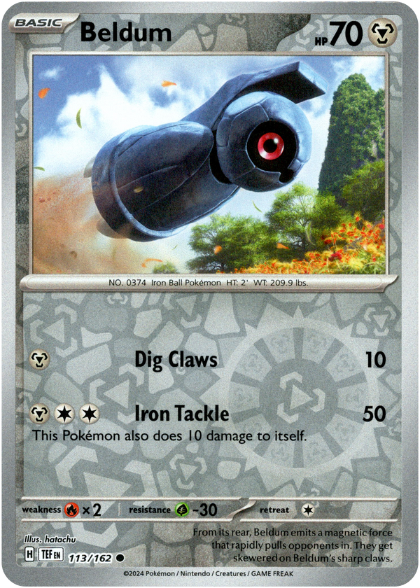 Beldum - 113/162 - Temporal Forces - Reverse Holo  Card Cavern Trading  Cards, LLC