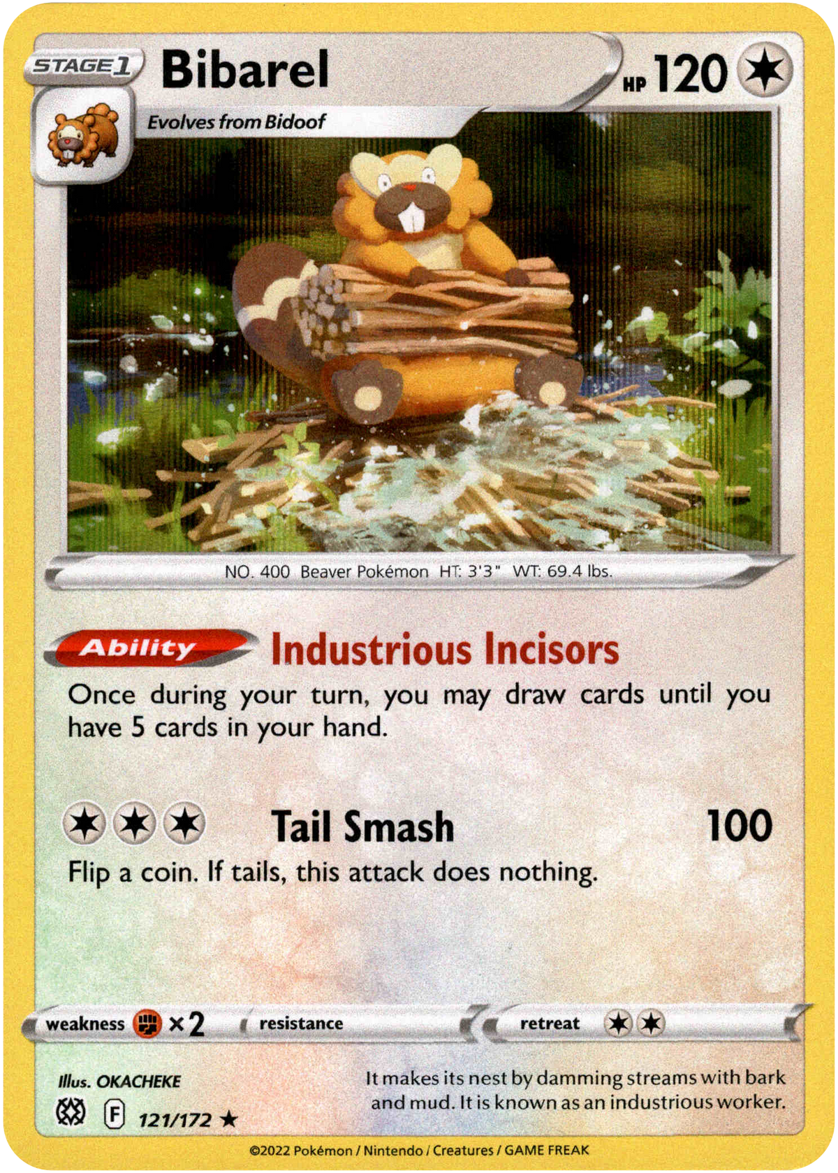 Bibarel - 121/172 - Brilliant Stars - Holo - Card Cavern
