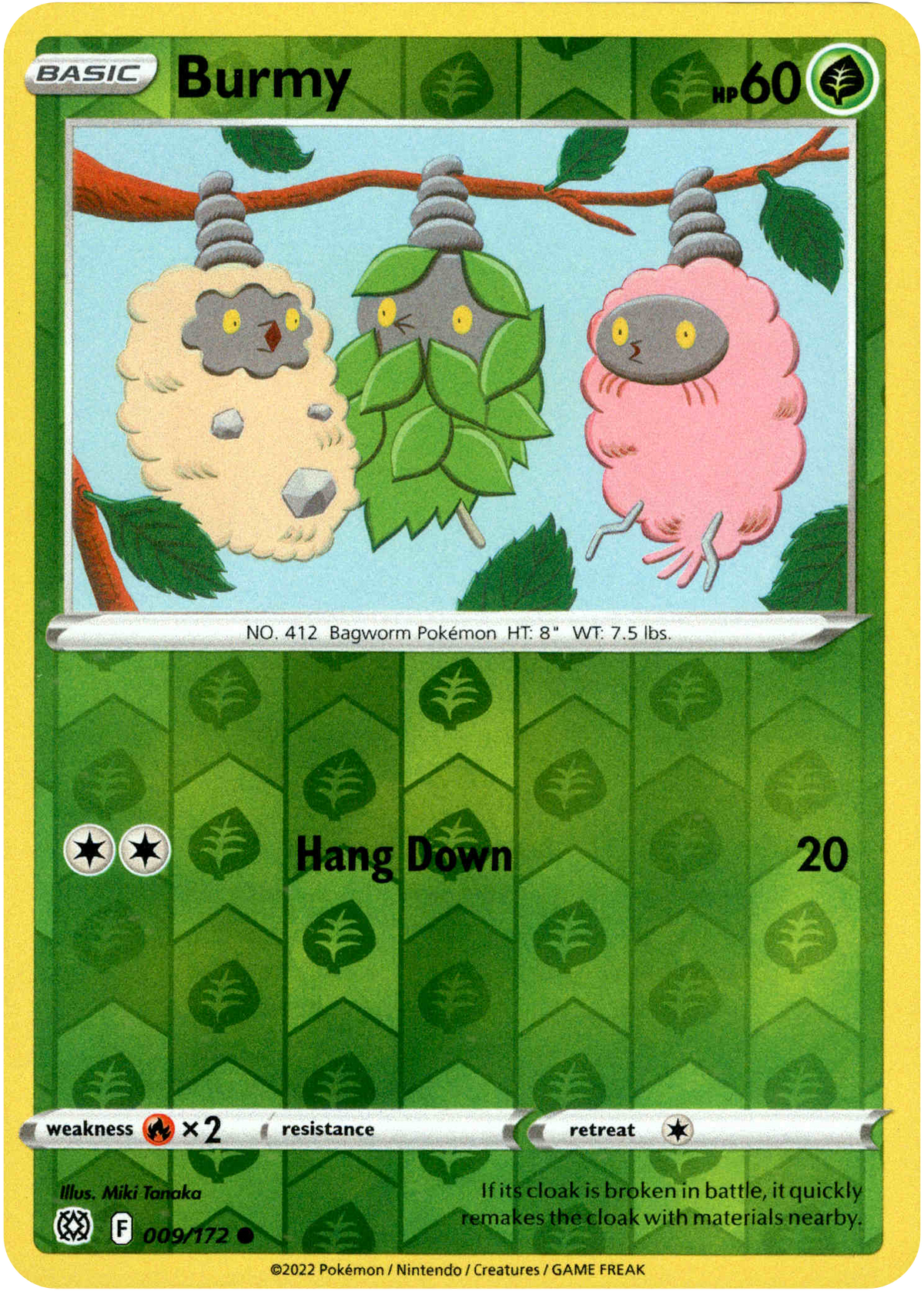 Burmy - 009/172 - Brilliant Stars - Reverse Holo - Card Cavern