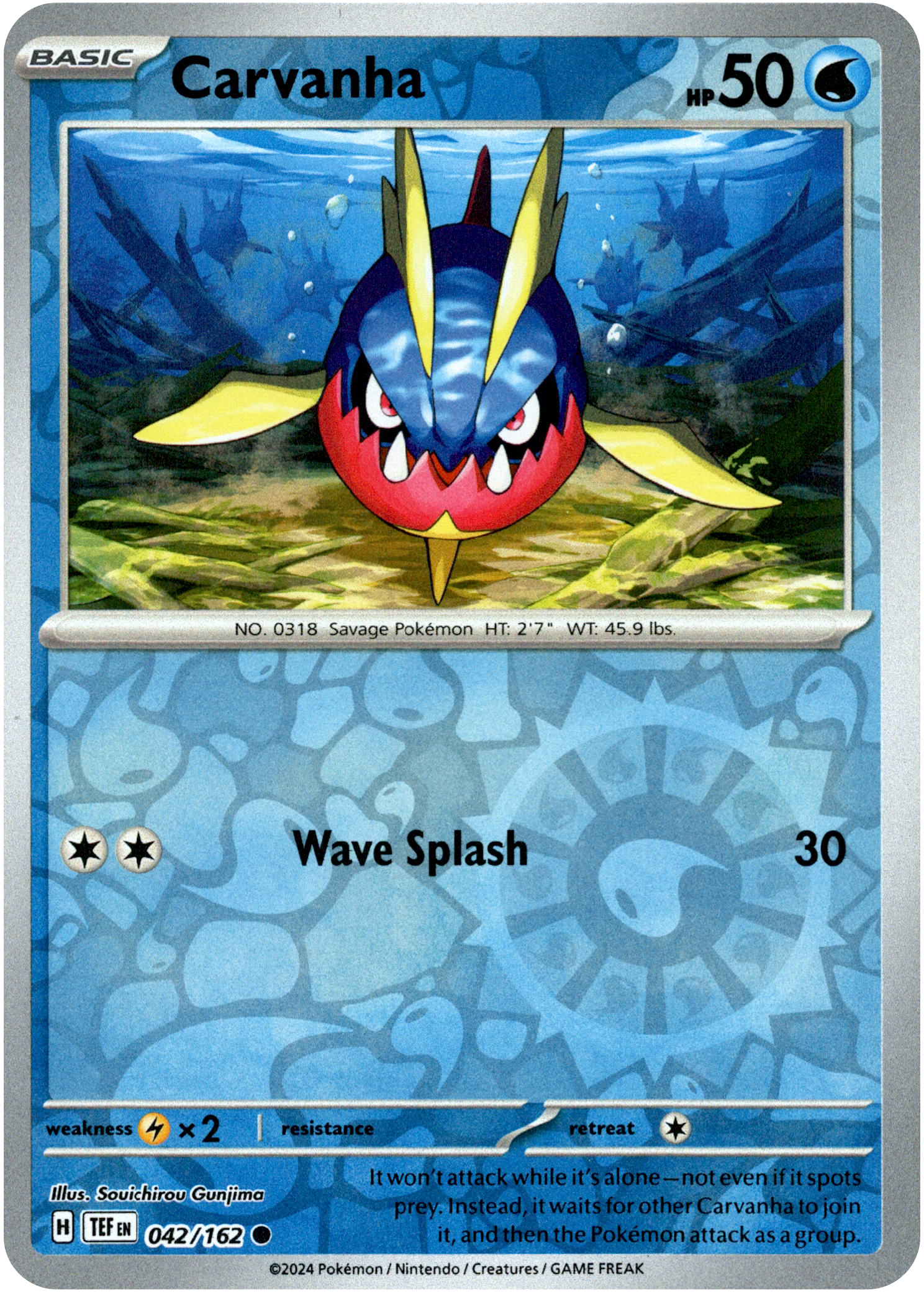 Carvanha - 042/162 - Temporal Forces - Reverse Holo - Card Cavern