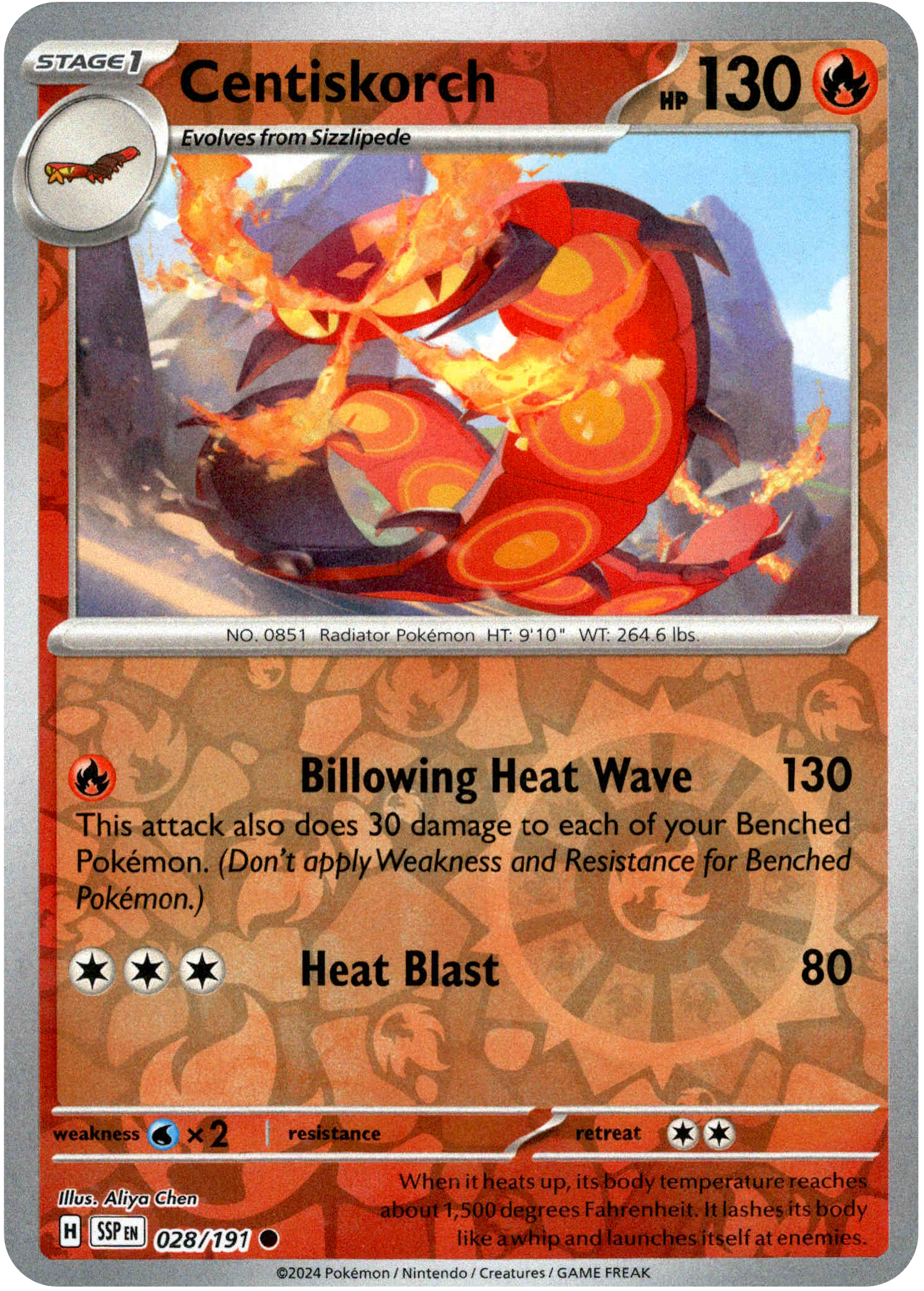 Centiskorch - 028/191 - Surging Sparks - Reverse Holo - Card Cavern