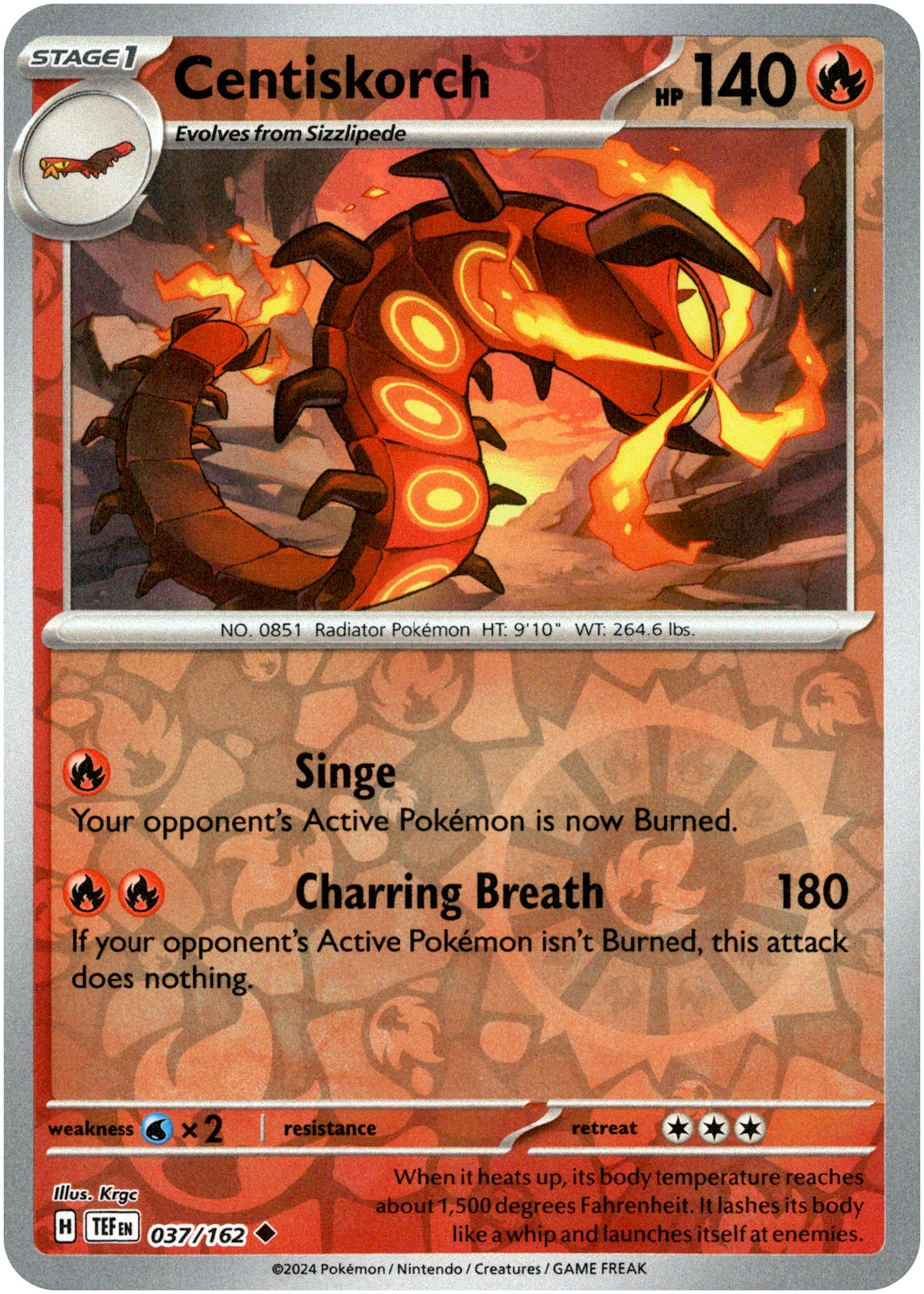 Centiskorch - 037/162 - Temporal Forces - Reverse Holo - Card Cavern