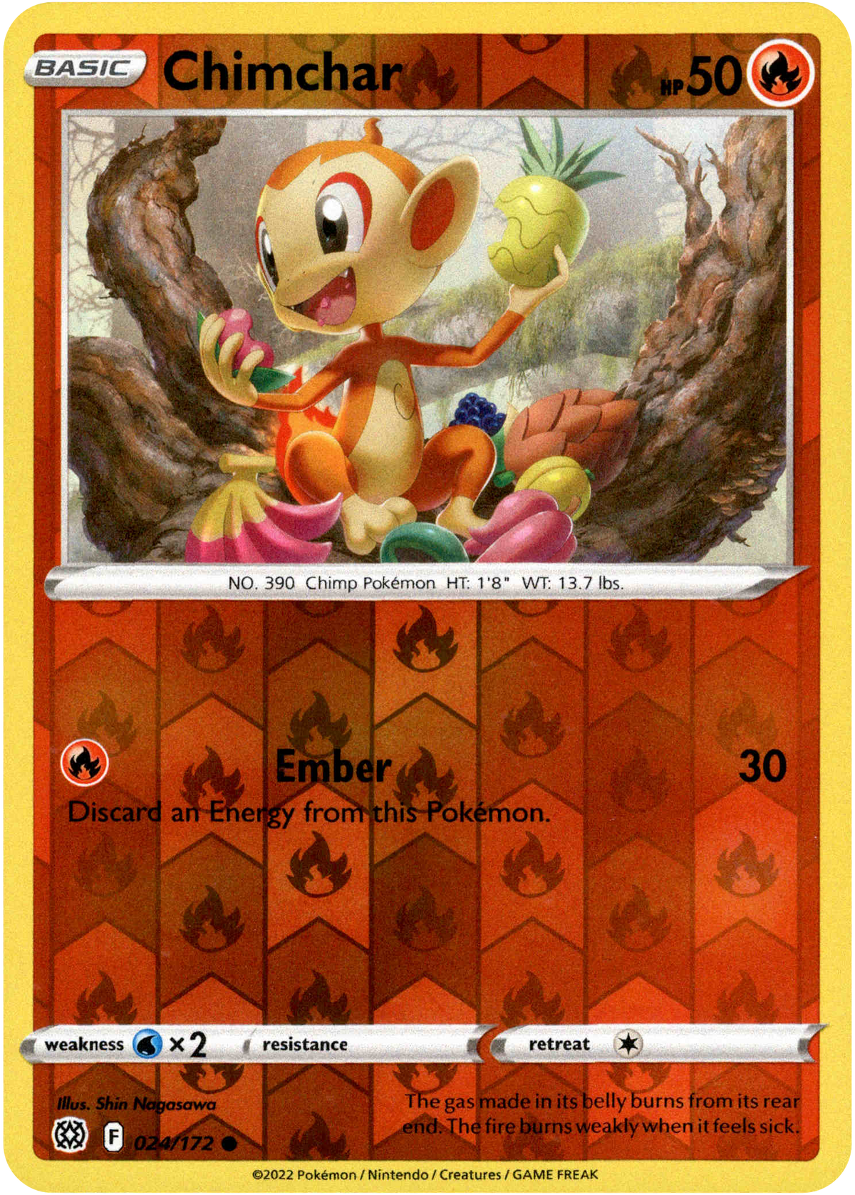 Chimchar - 024/172 - Brilliant Stars - Reverse Holo - Card Cavern