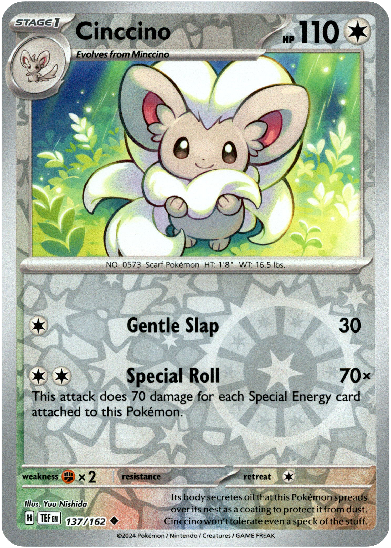 Cinccino - 137/162 - Temporal Forces - Reverse Holo - Card Cavern