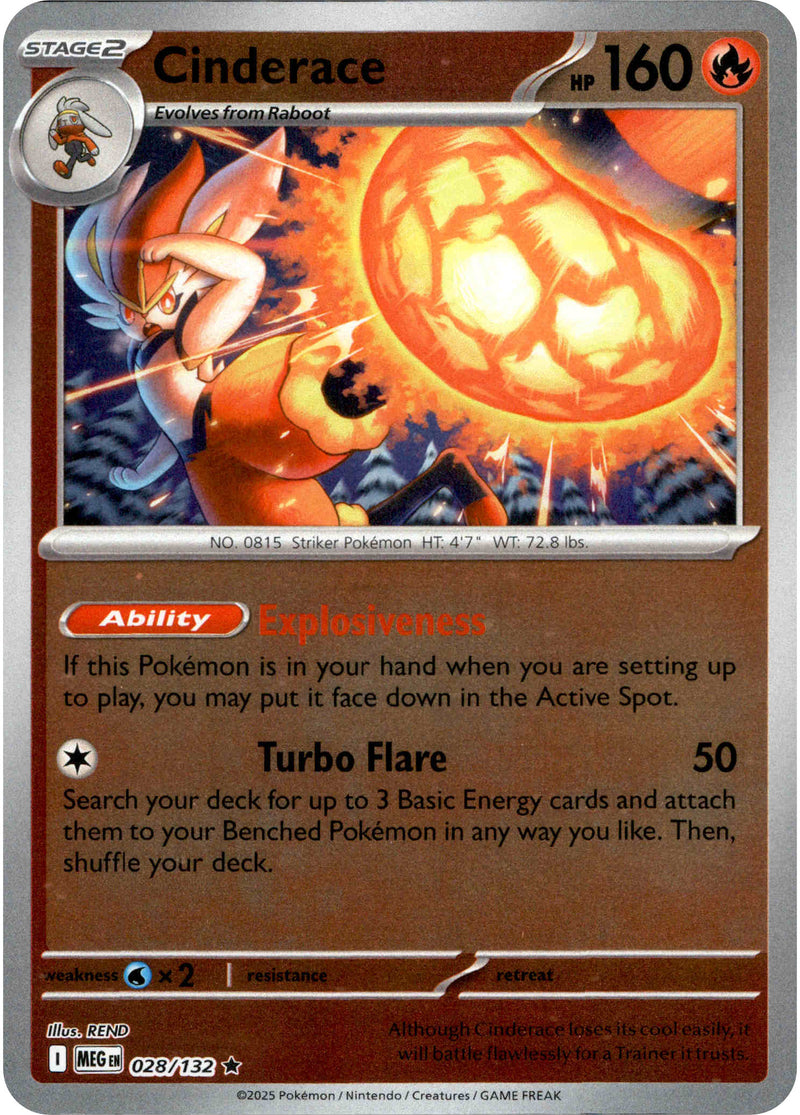 cinderace pokemon card holographic Cinderace - 028/132 - Mega Evolution