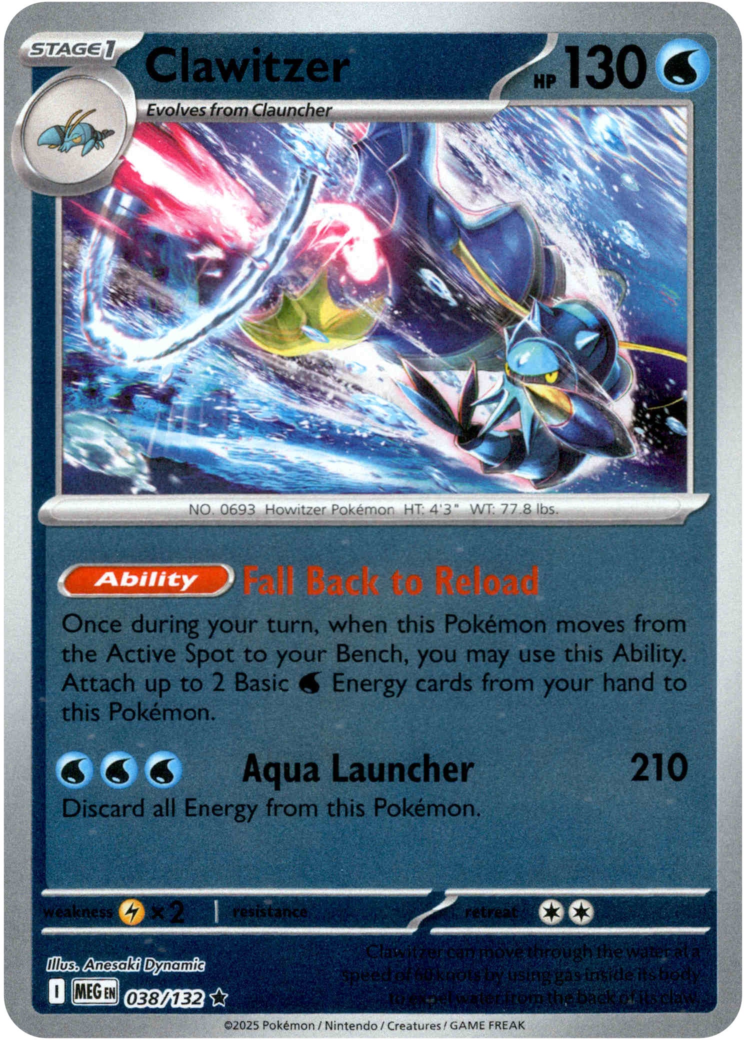 Clawitzer - 038/132 - Mega Evolution - Reverse Holo – Card Cavern ...