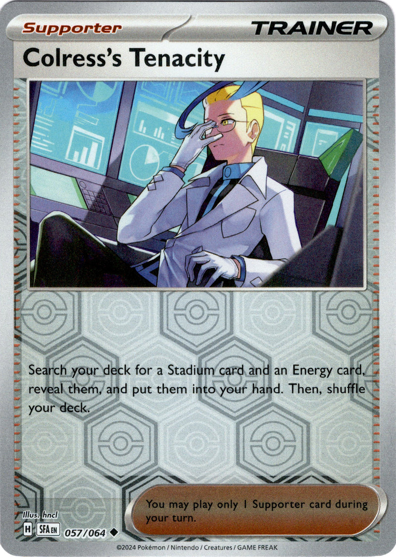 Colress's Tenacity - 057/064 - Shrouded Fable - Reverse Holo Card Cavern Trading Cards, LLC Colress's Tenacity - 057/064 - Shrouded Fable - Reverse Holo Card Cavern Trading Cards, LLC