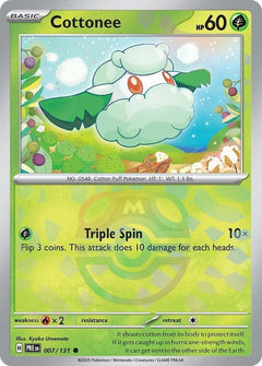 Cottonee (Master Ball Pattern) - 007/133 - Prismatic Evolutions - Holo - Card Cavern