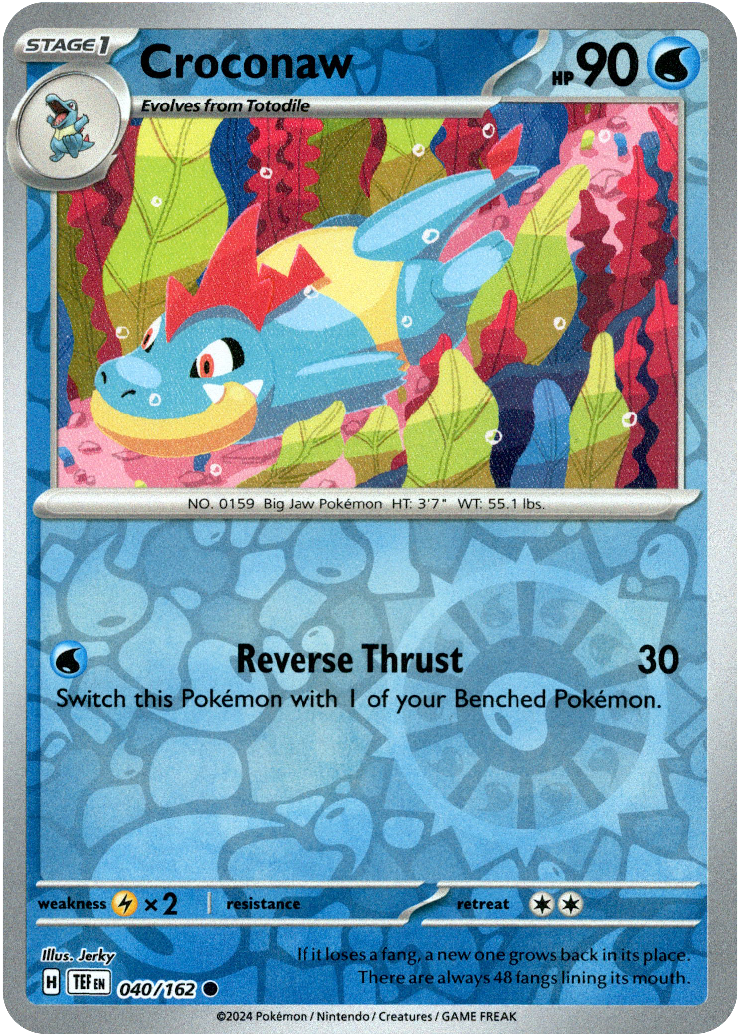 Croconaw - 040/162 - Temporal Forces - Reverse Holo - Card Cavern