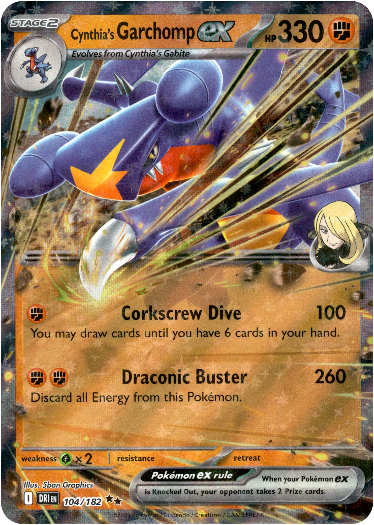 Cynthia's Garchomp ex - 104/182 - Destined Rivals - Holo – Card Cavern ...