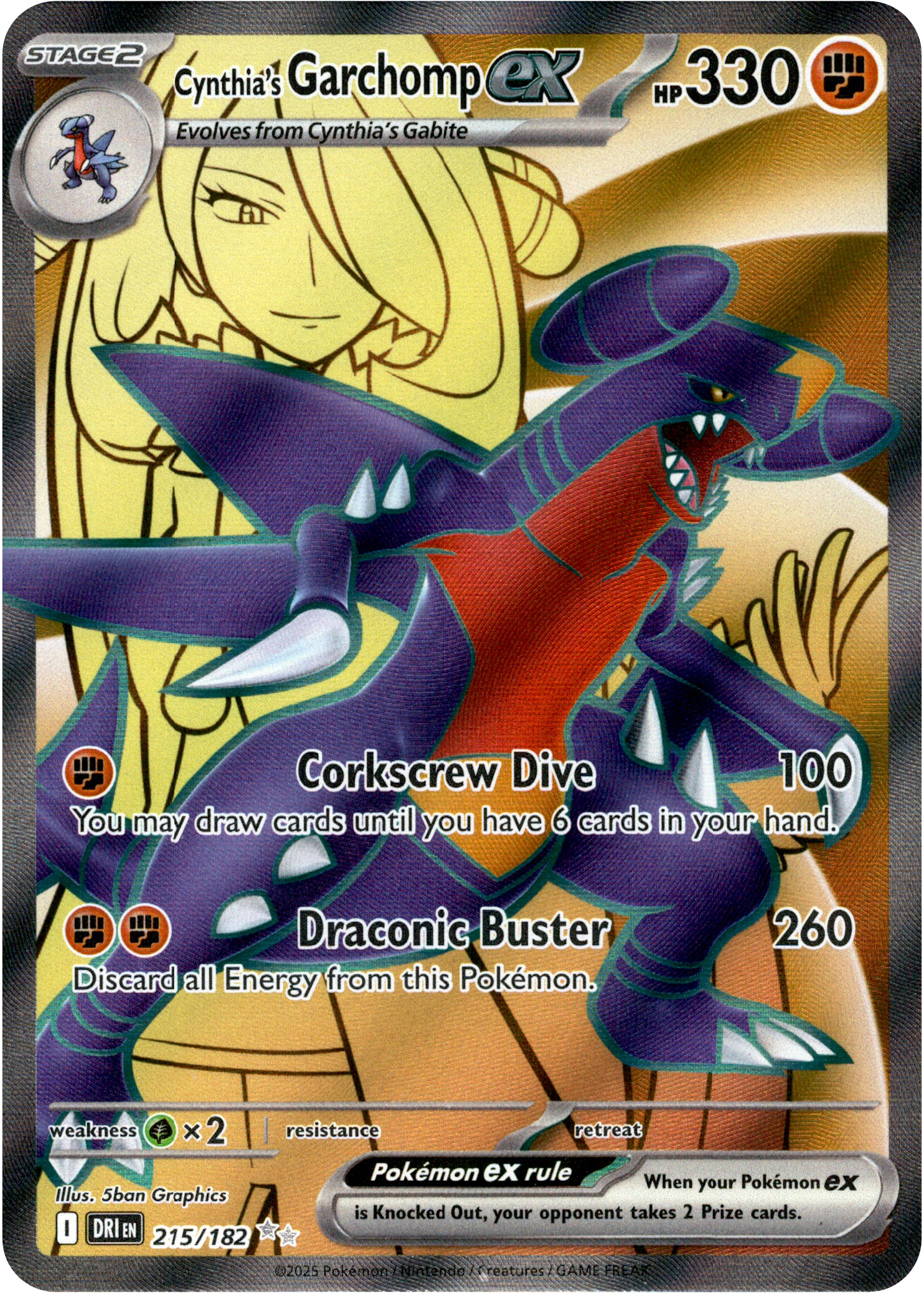Cynthia's Garchomp ex - 215/182 - Destined Rivals - Holo - Card Cavern