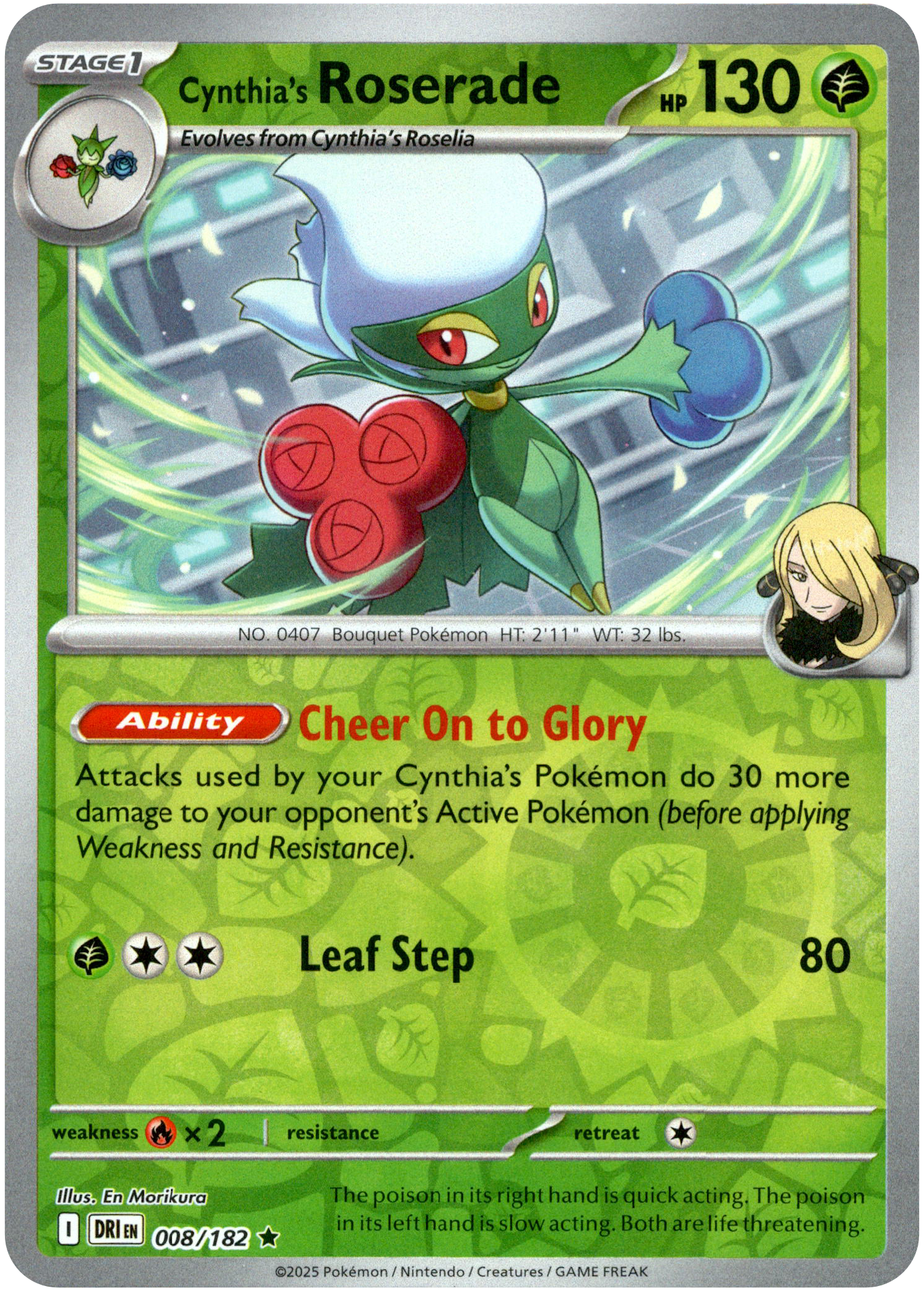 Cynthia's Roserade - 008/182 - Destined Rivals - Reverse Holo - Card Cavern