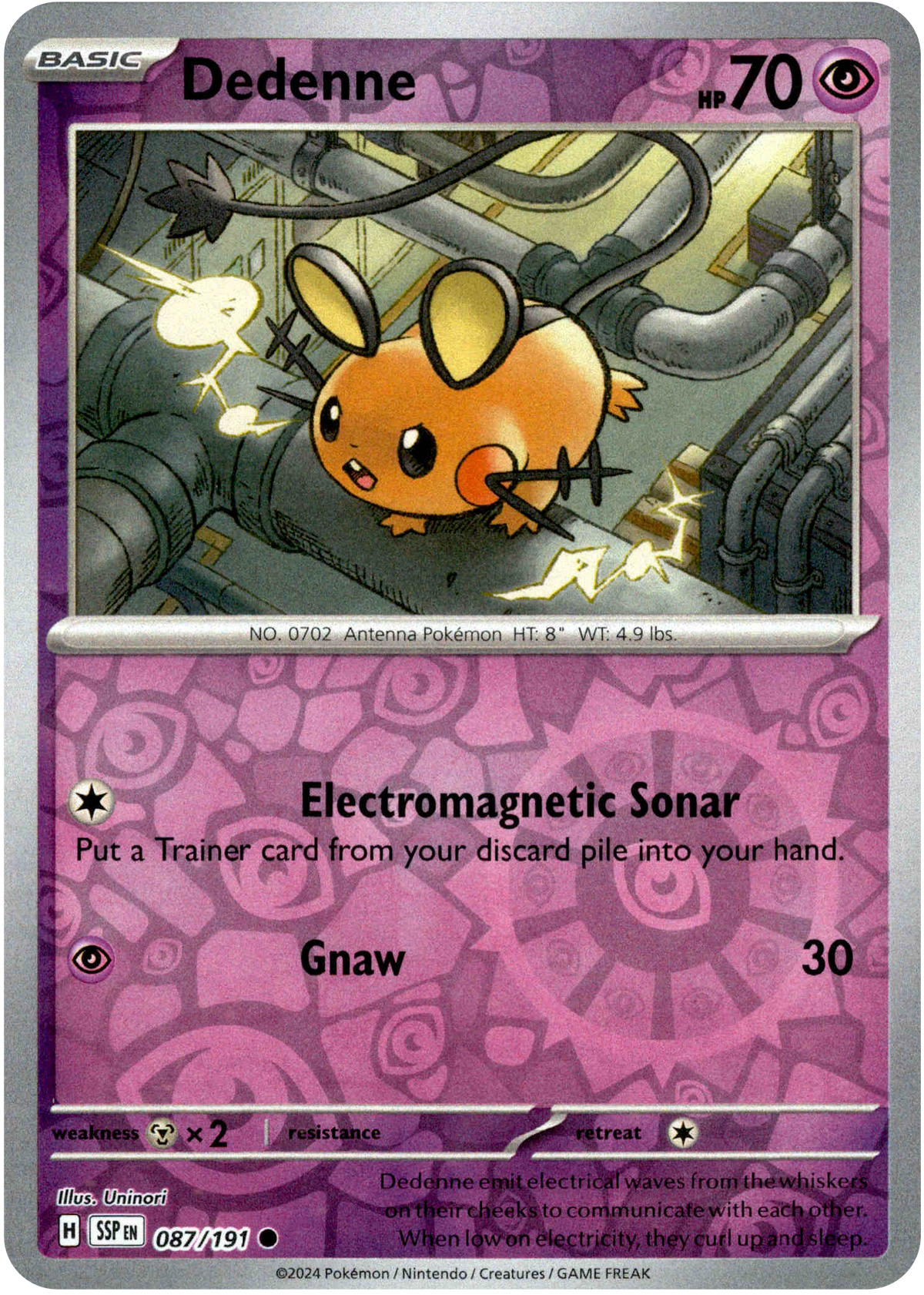 Dedenne - 087/191 - Surging Sparks - Reverse Holo - Card Cavern
