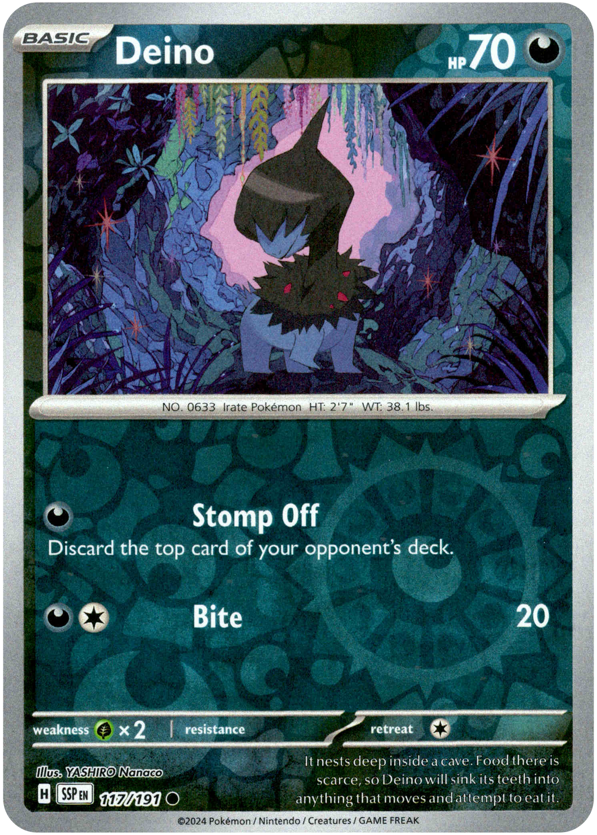 Deino - 117/191 - Surging Sparks - Reverse Holo - Card Cavern