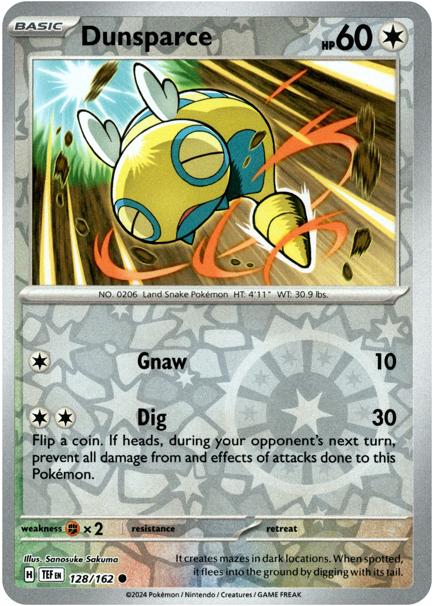 Dunsparce - 128/162 - Temporal Forces - Reverse Holo - Card Cavern