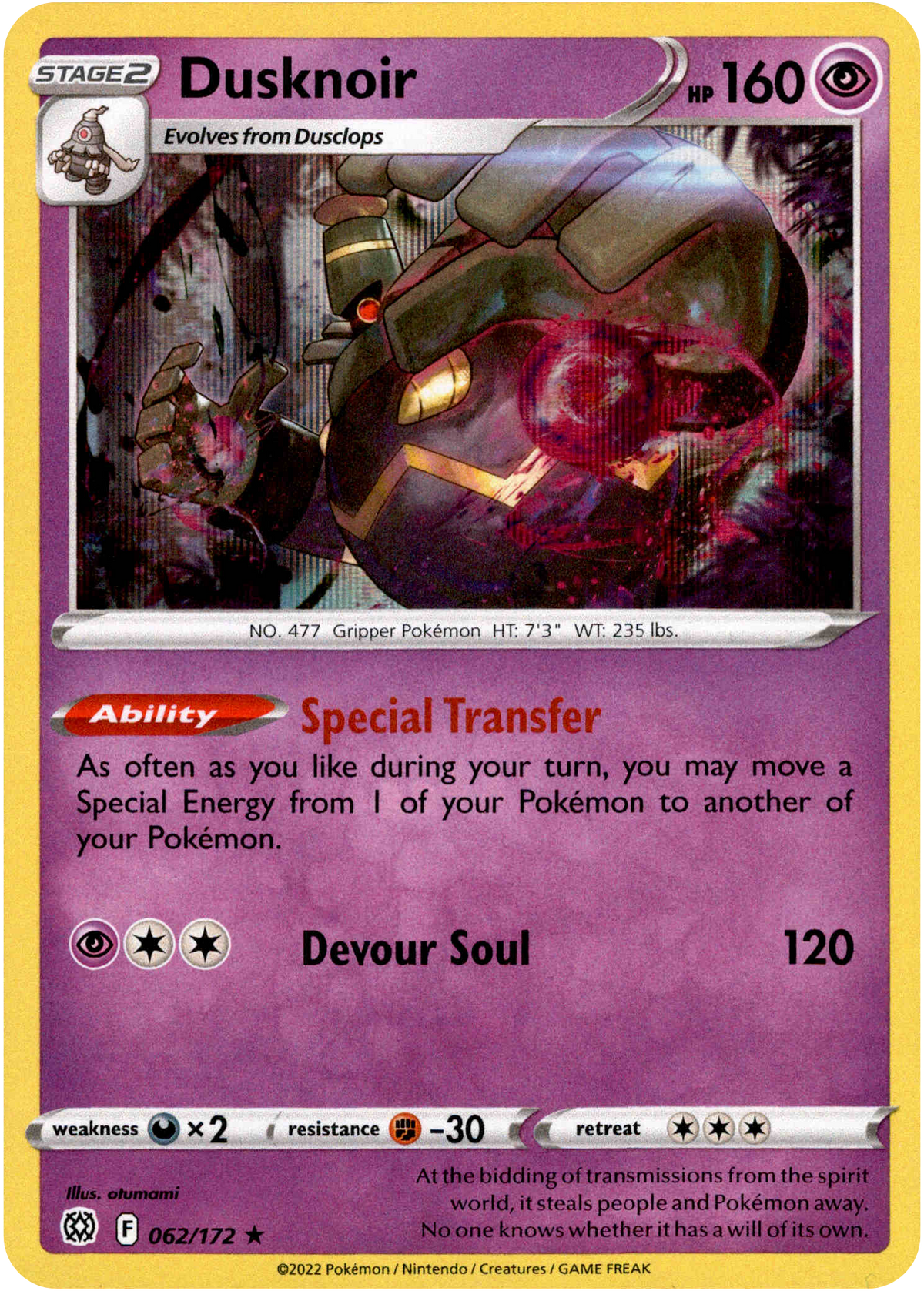Dusknoir - 062/172 - Brilliant Stars - Holo - Card Cavern