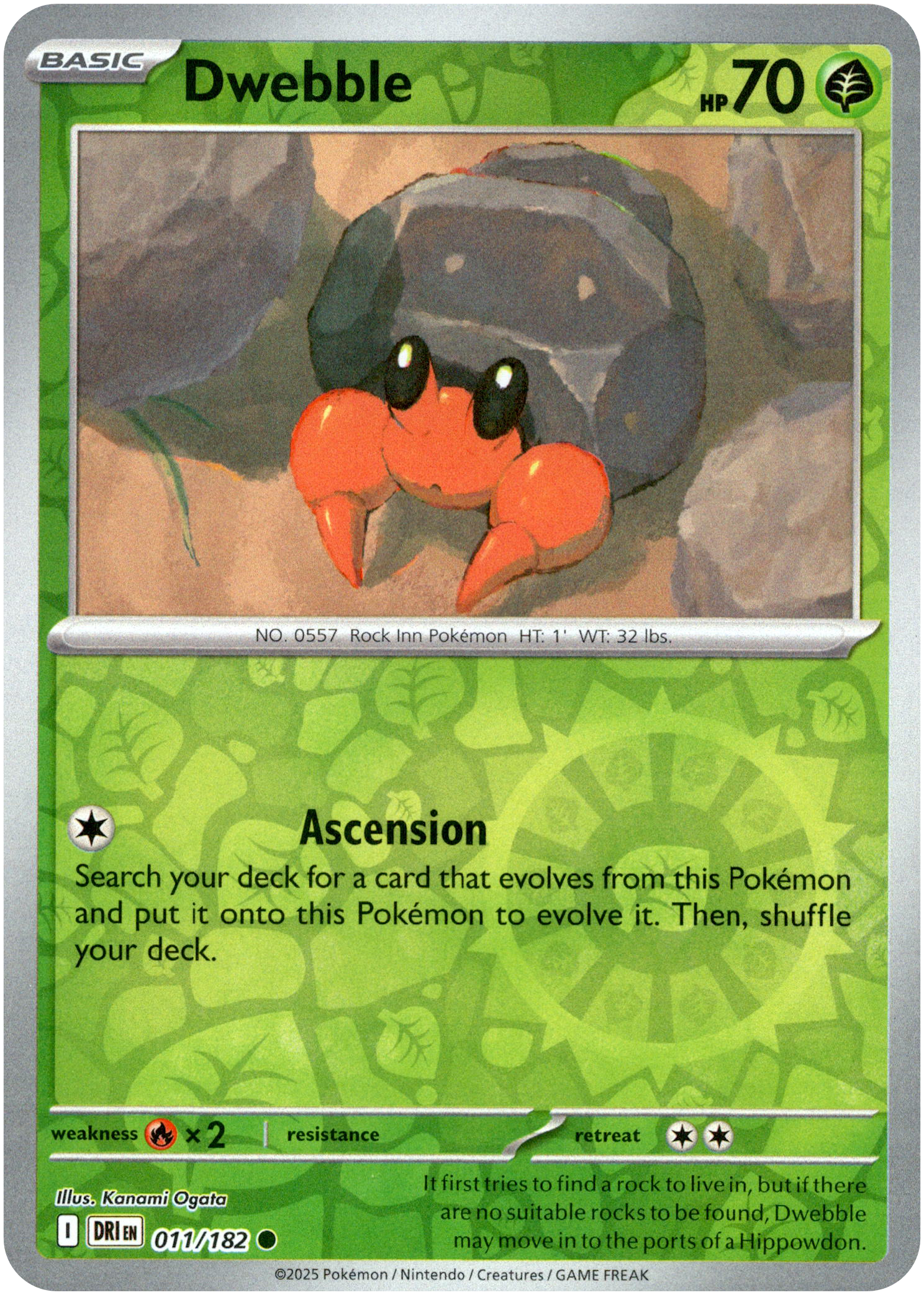 Dwebble - 011/182 - Destined Rivals - Reverse Holo - Card Cavern