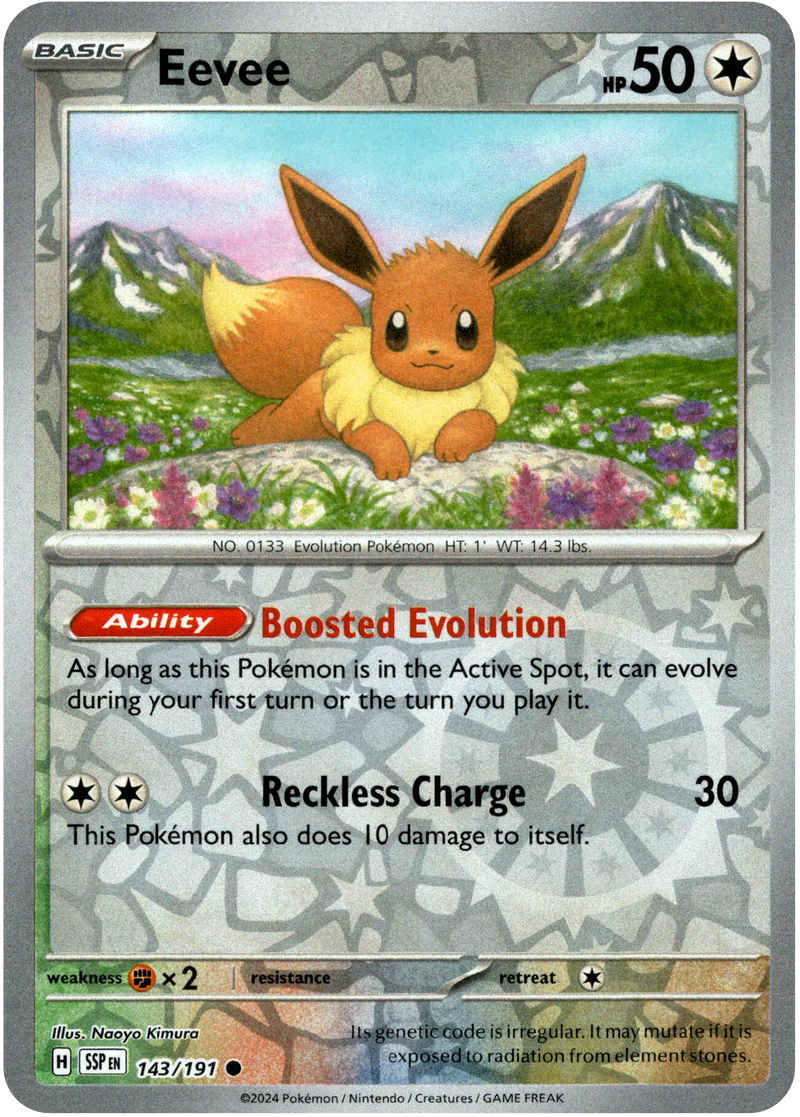 eevee holographic card Eevee - 143/191 - Surging Sparks