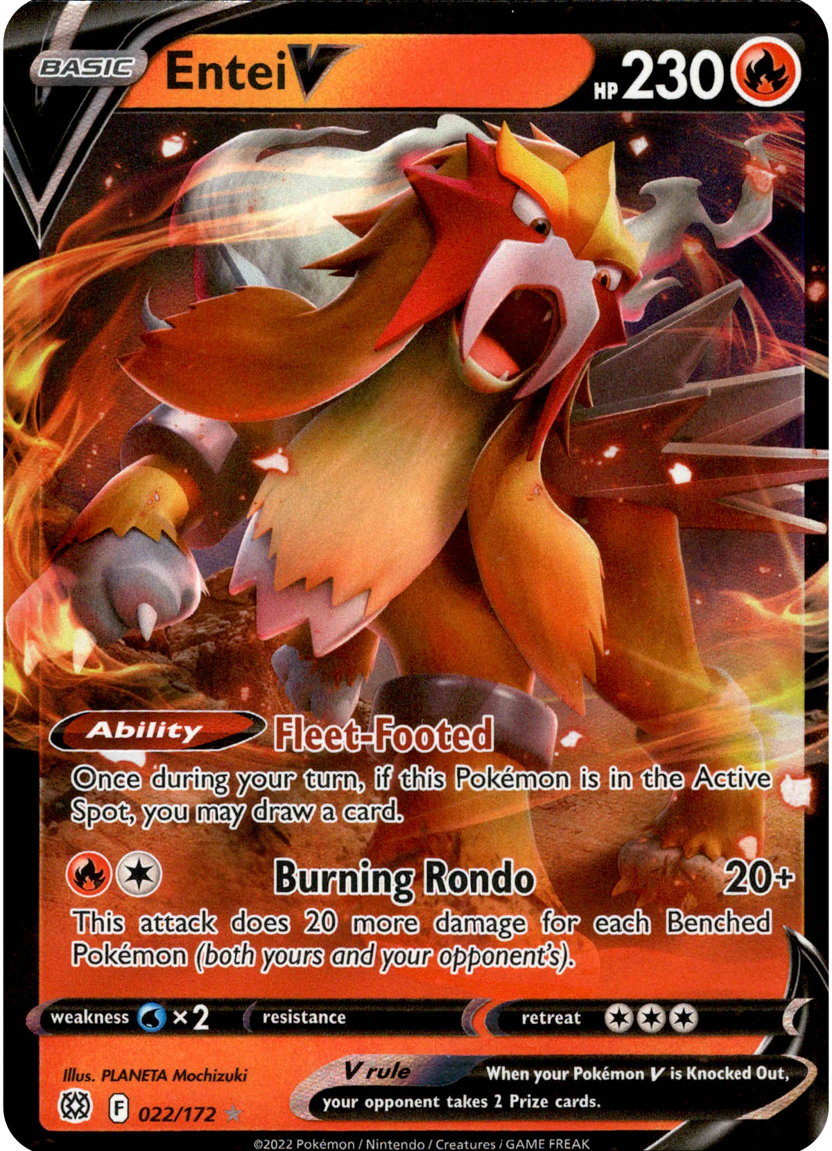 Entei V - 022/172 - Brilliant Stars - Holo - Card Cavern