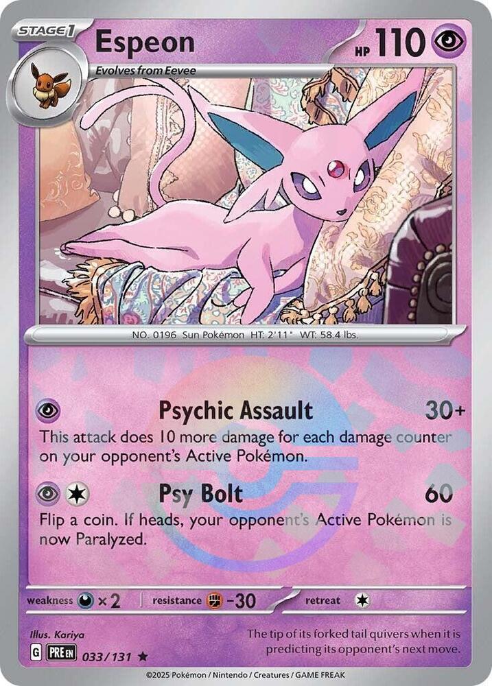 Espeon (Poke Ball Pattern) - 033/131 - Prismatic Evolutions - Holo - Card Cavern