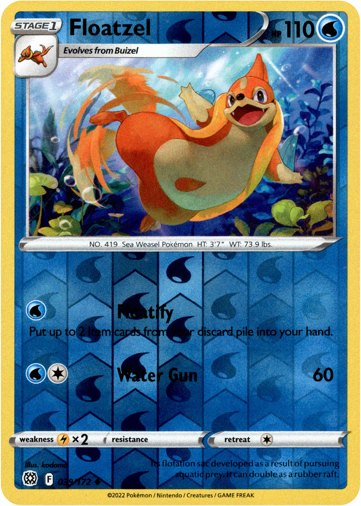 Floatzel - 039/172 - Brilliant Stars - Reverse Holo - Card Cavern