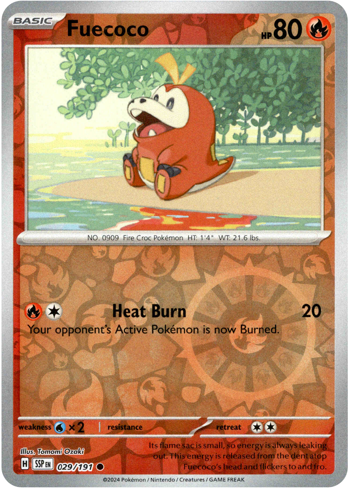 Fuecoco - 029/191 - Surging Sparks - Reverse Holo - Card Cavern