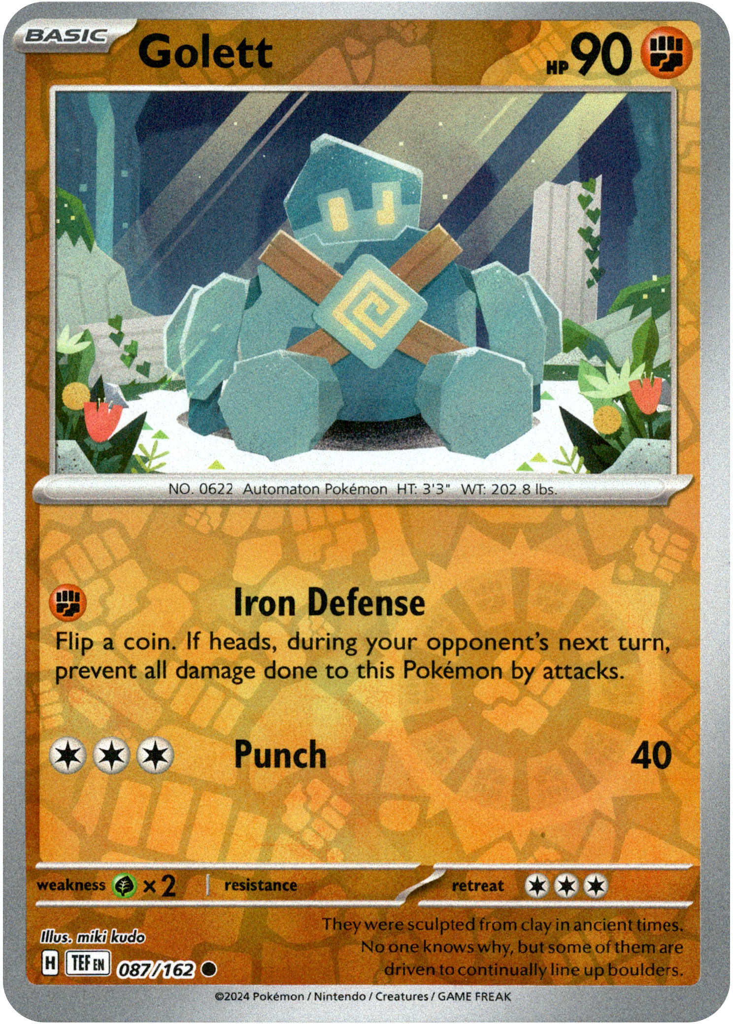 Golett - 087/162 - Temporal Forces - Reverse Holo - Card Cavern