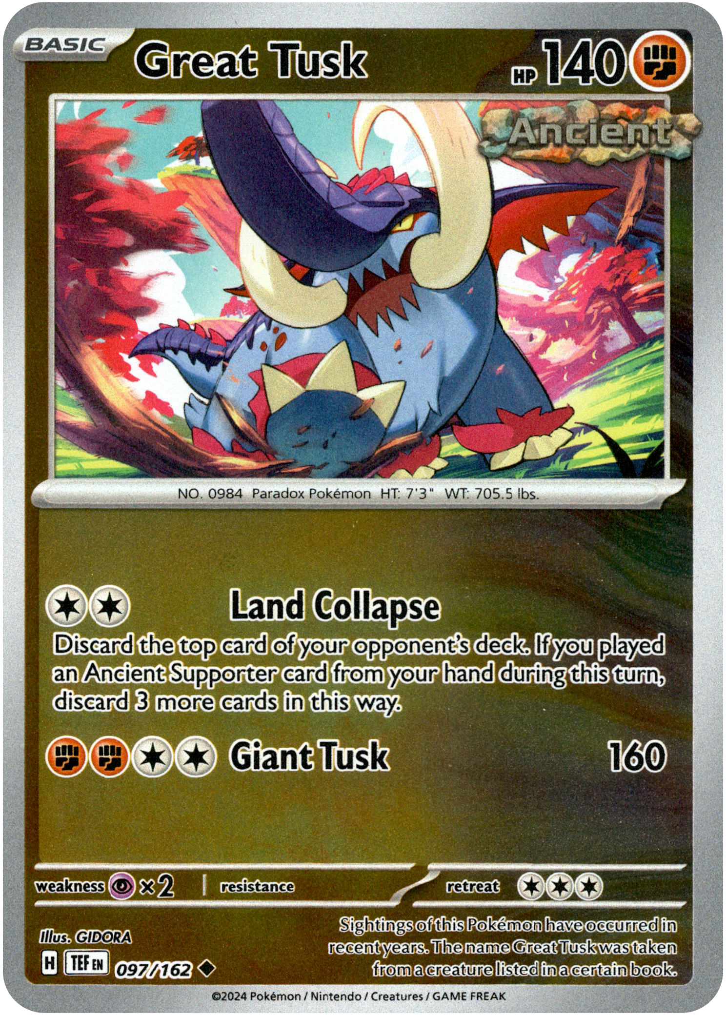 Great Tusk - 097/162 - Temporal Forces - Reverse Holo - Card Cavern