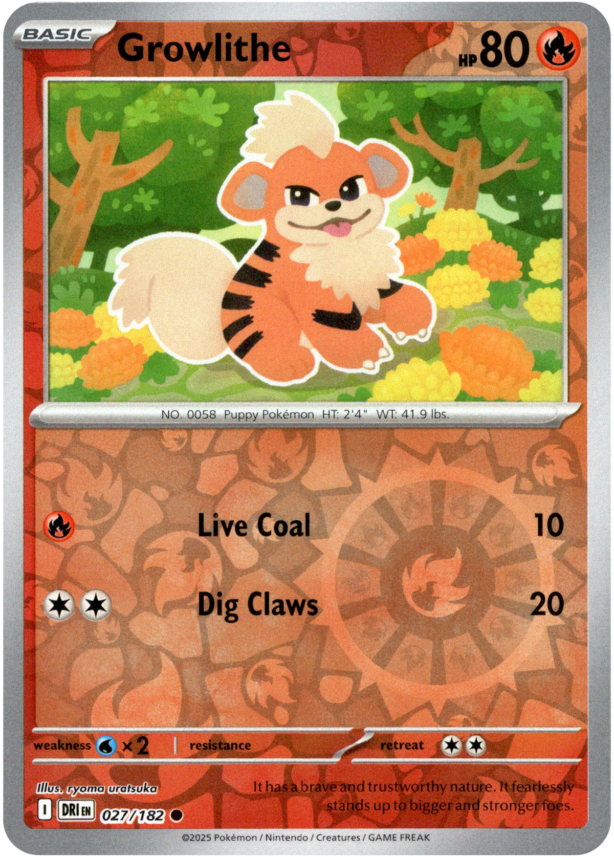 Growlithe - 027/182 - Destined Rivals - Reverse Holo - Card Cavern