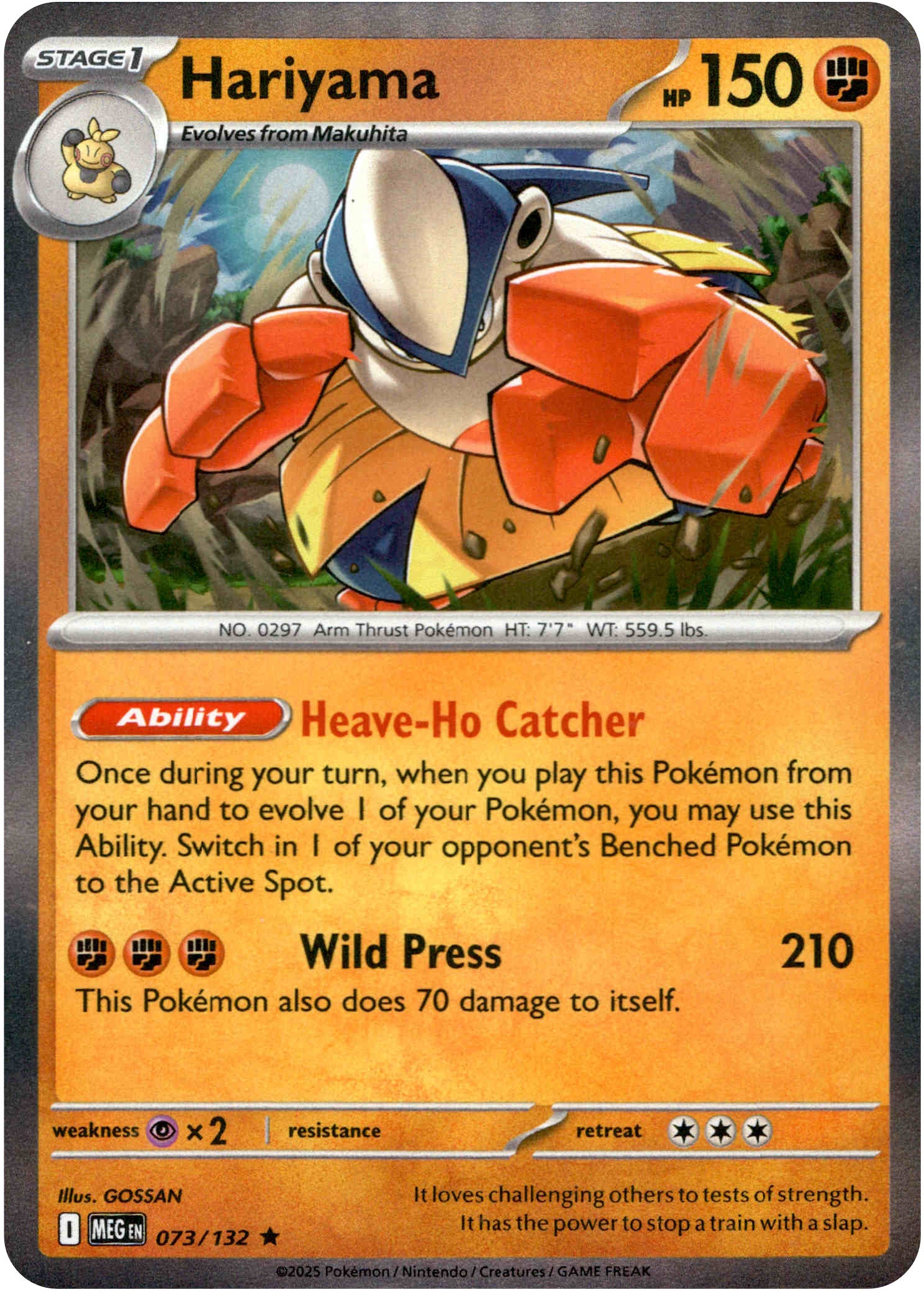 Hariyama - 073/132 - Mega Evolution - Holo - Card Cavern
