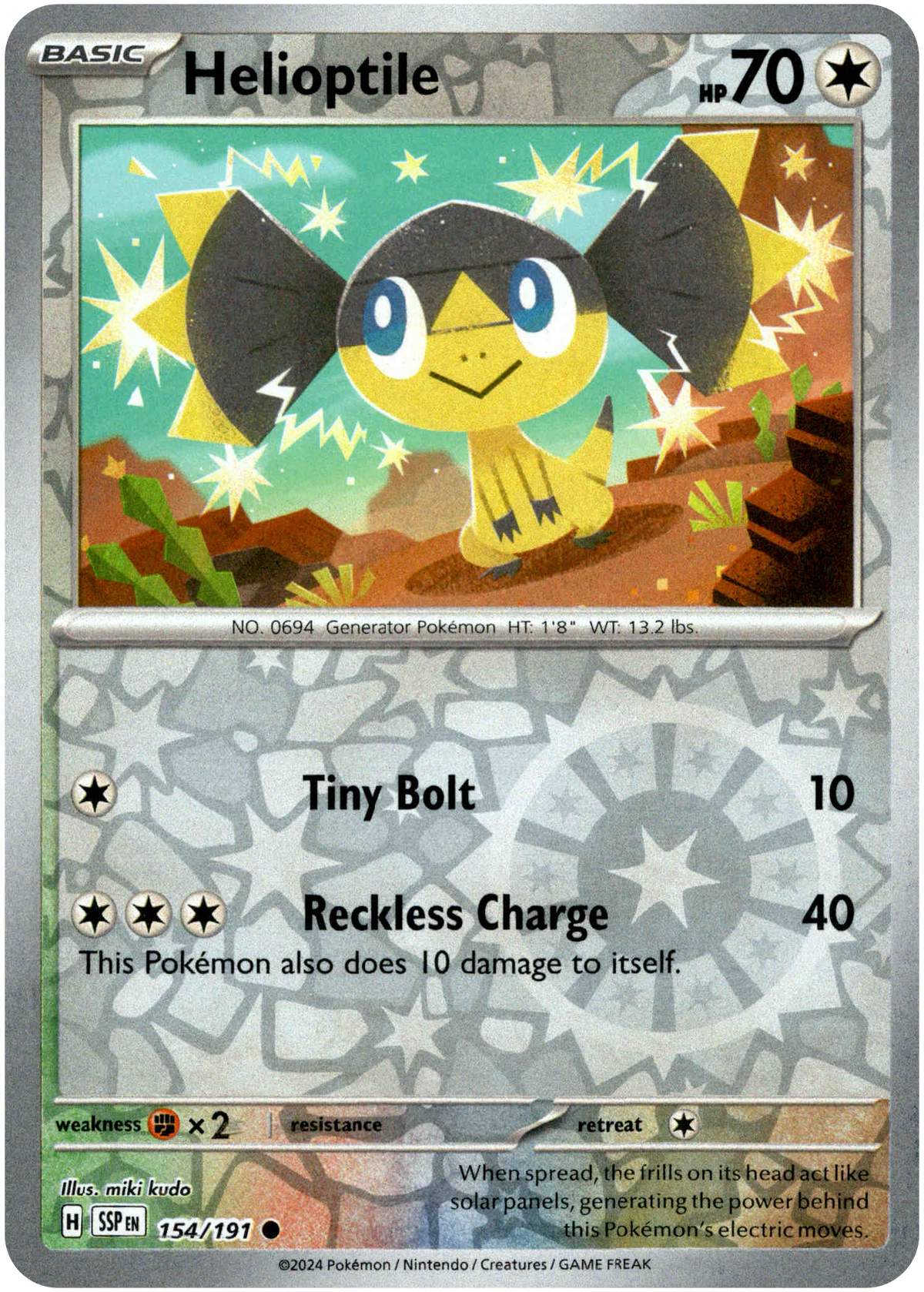 Helioptile - 154/191 - Surging Sparks - Reverse Holo - Card Cavern