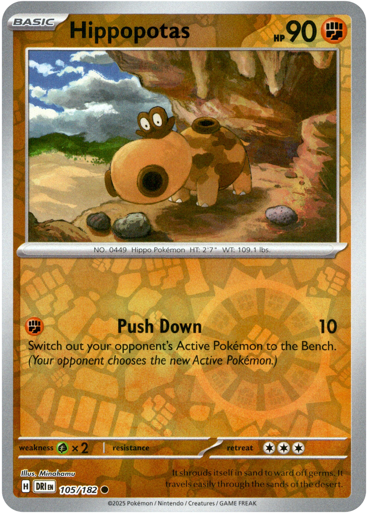 Hippopotas - 105/182 - Destined Rivals - Reverse Holo - Card Cavern