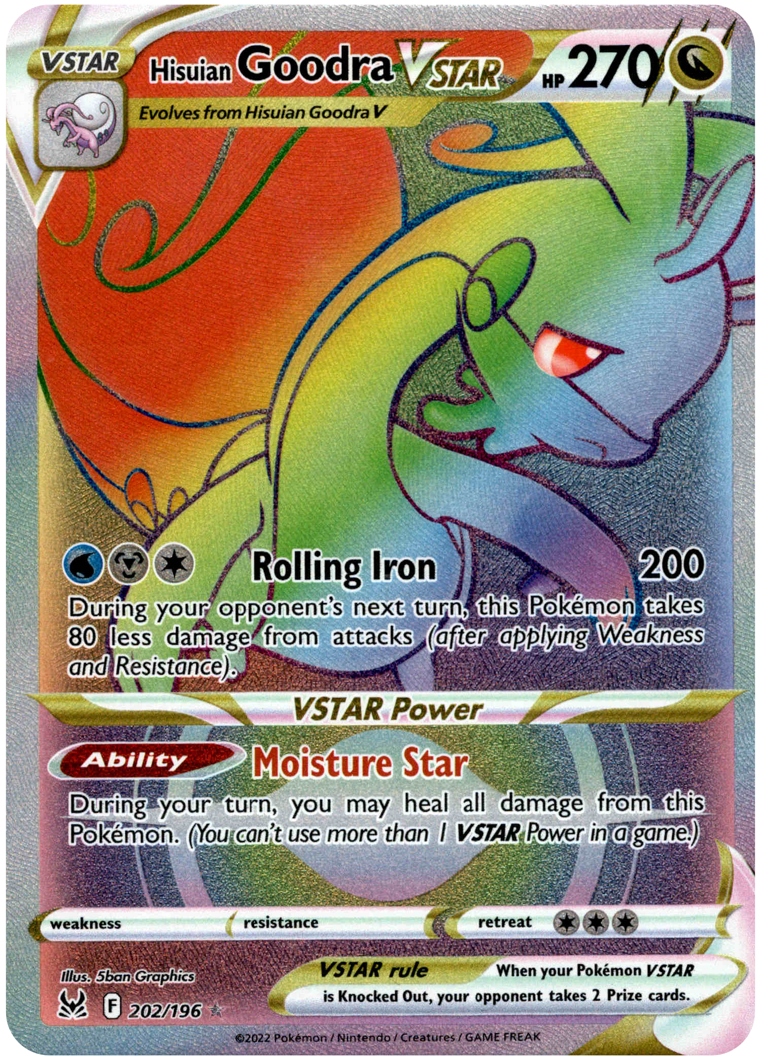 Hisuian Goodra VSTAR Hyper Rare - 202/196 - Lost Origin - Holo - Card Cavern