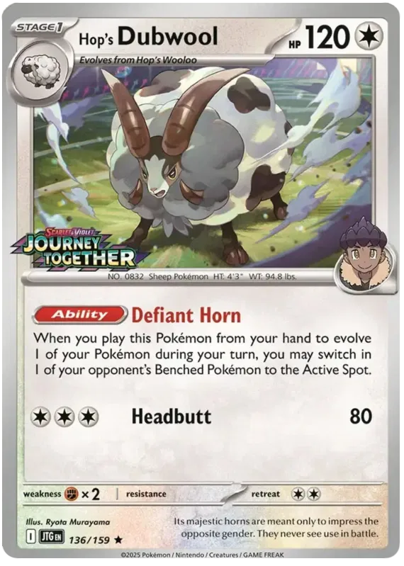 Hop's Dubwool - 136/159 - Journey Together - Holo - Card Cavern