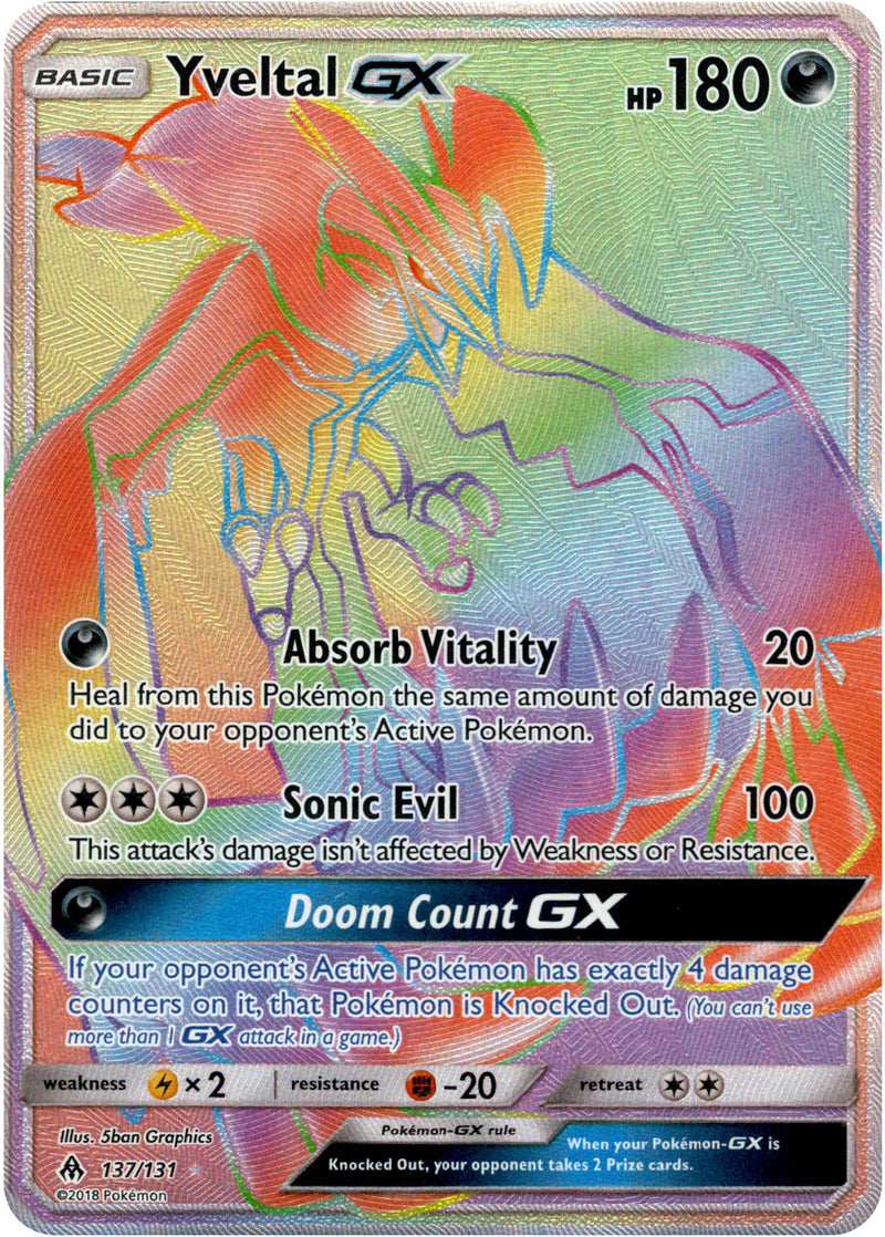 Yveltal GX Hyper Rare - 137/131 - Forbidden Light - Holo - Card Cavern